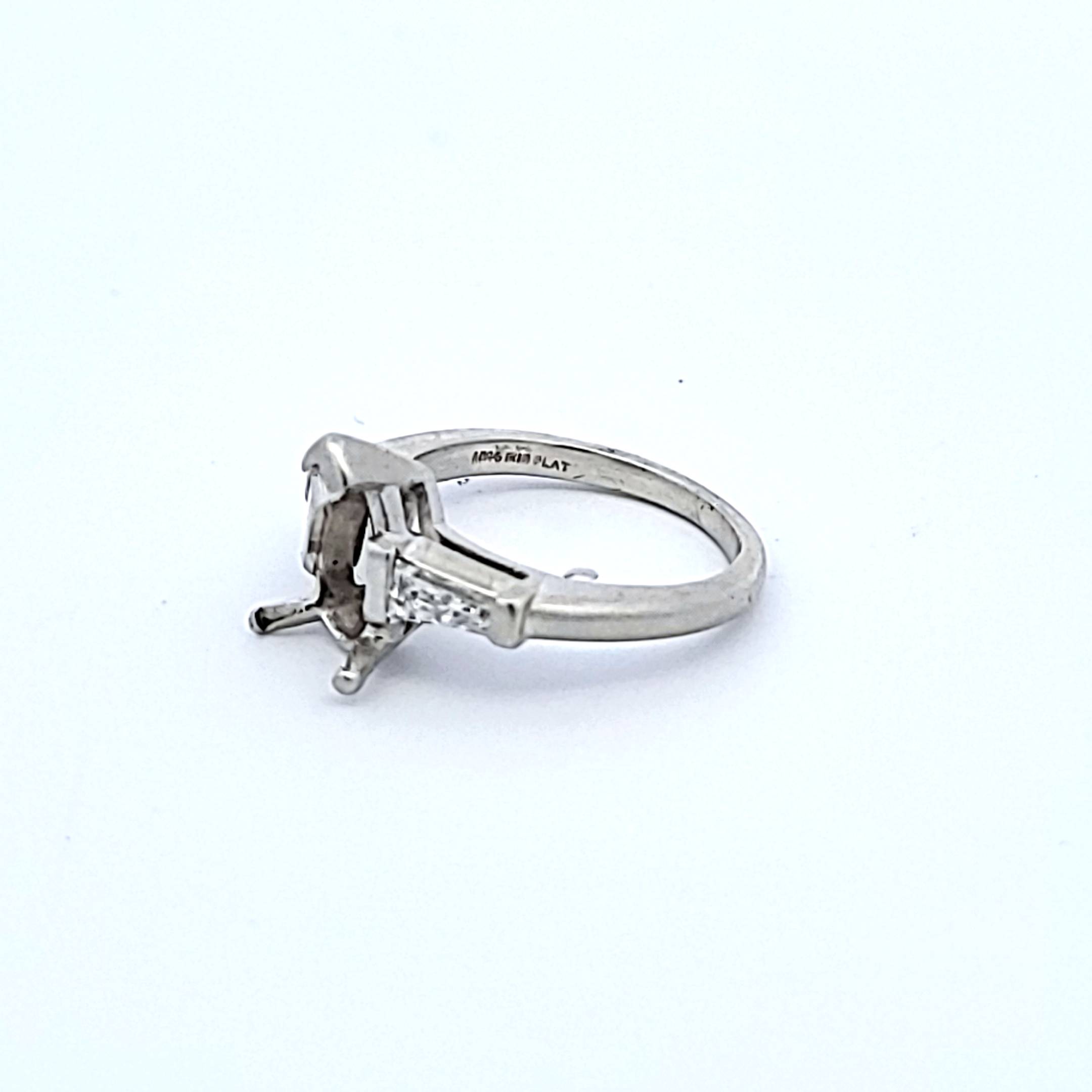 0.44 Carat Baguette H VS1 Diamond Platinum Semi Mount Ring - Elegant Engagement & Wedding Band for Women, Perfect for Proposals, Anniversaries, and Special Occasions