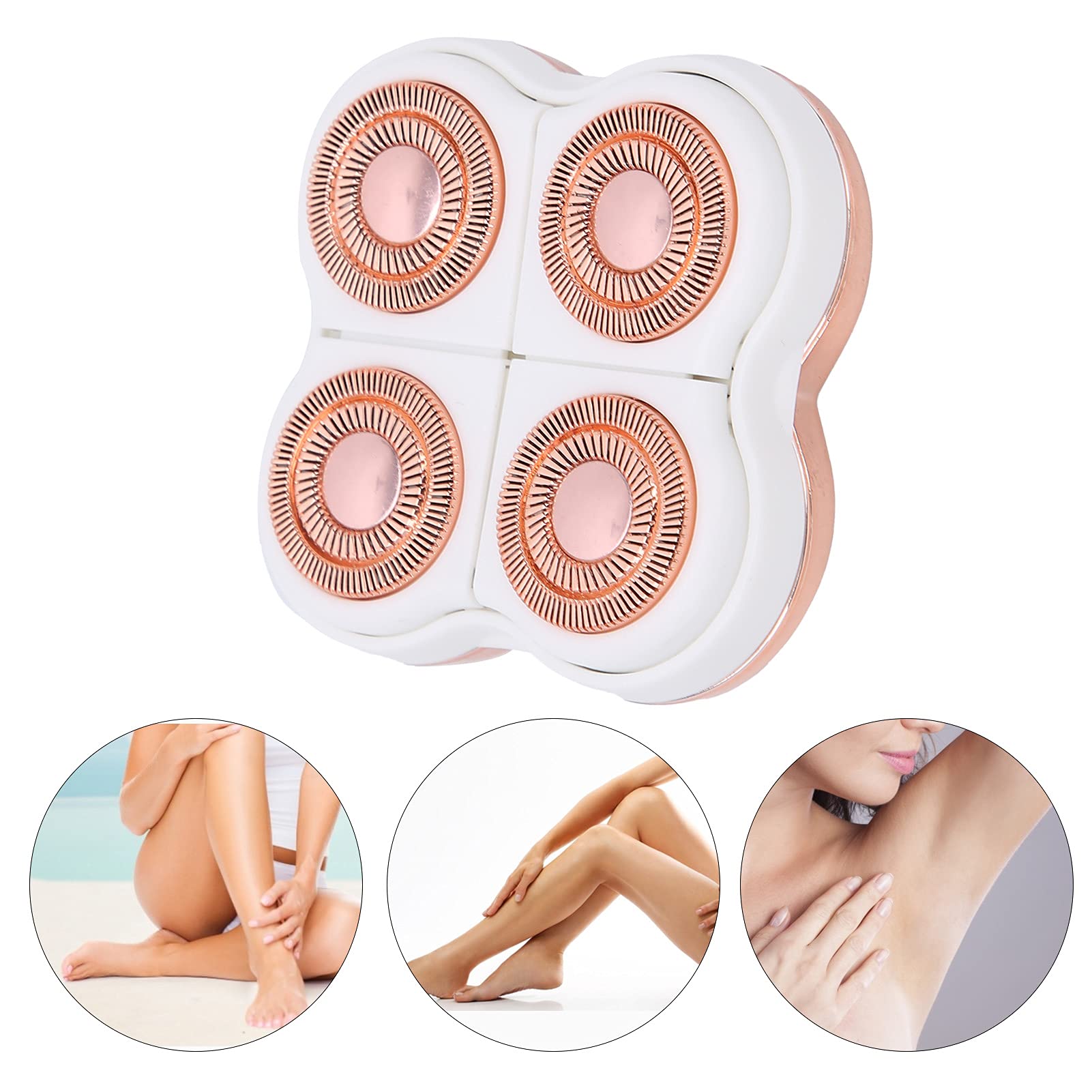 Rose Gold Plated Replacement Head for 4-Blade Hair Remover - Smooth Body Hair Shaver & Epilator Accessories - Perfect for Legs, Arms, Bikini Line & Underarms Hair Removal at Home