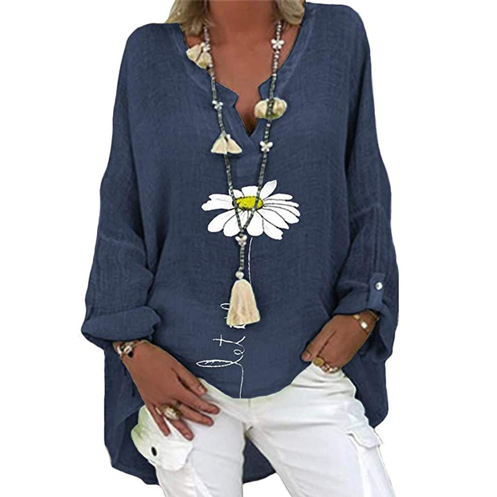 2022 Women's Long Sleeve V-Neck Loose T-Shirt - Casual Fall Tunic Blouse for Going Out | Trendy Plus Size Tops for Summer & Autumn | Perfect for Work, Date Night and Weekend Outings