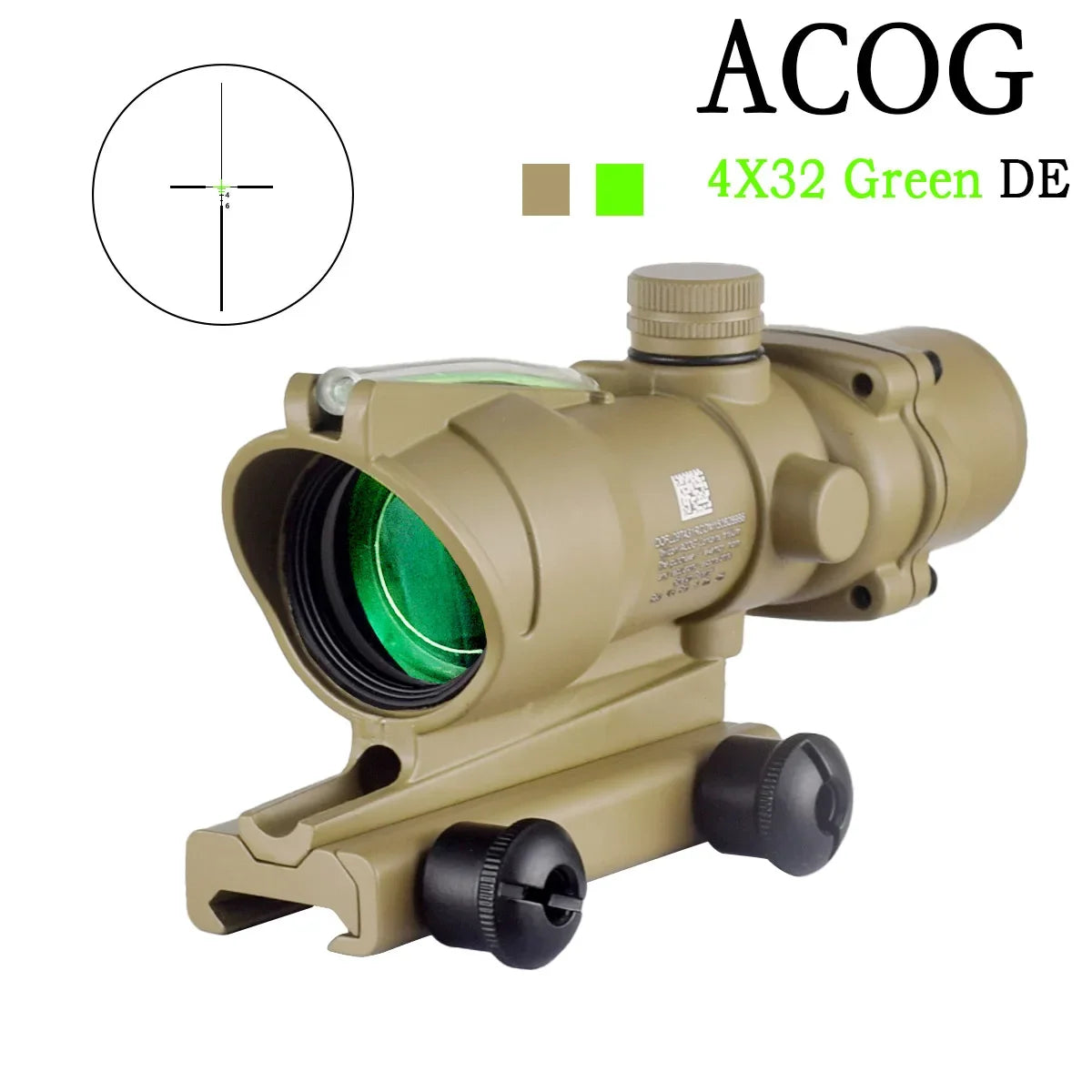 Trijicon ACOG 4X32 RMR Red Dot Sight Scope - Green Cross Fiber Optic Illuminated Rifle Scope with Glass Etched Reticle - Perfect for Tactical Shooting, Hunting & Military Use