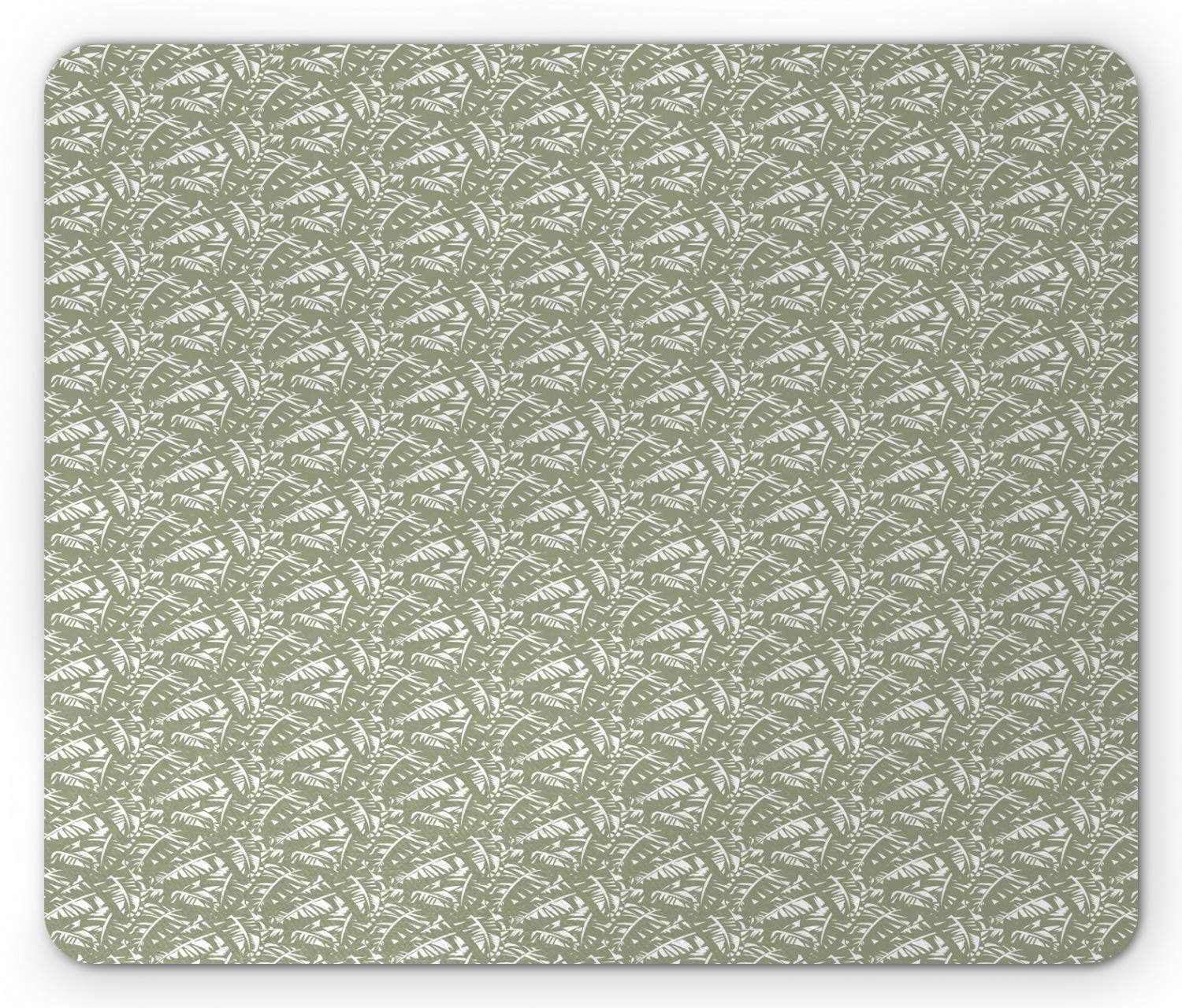 Ambesonne Tropical Mouse Pad - Vintage Style Banana Leaf Silhouette Design, Non-Slip Rubber Base, Standard Size Rectangle Mousepad in Sage Green & White - Perfect for Office, Gaming & Home Computer Setup