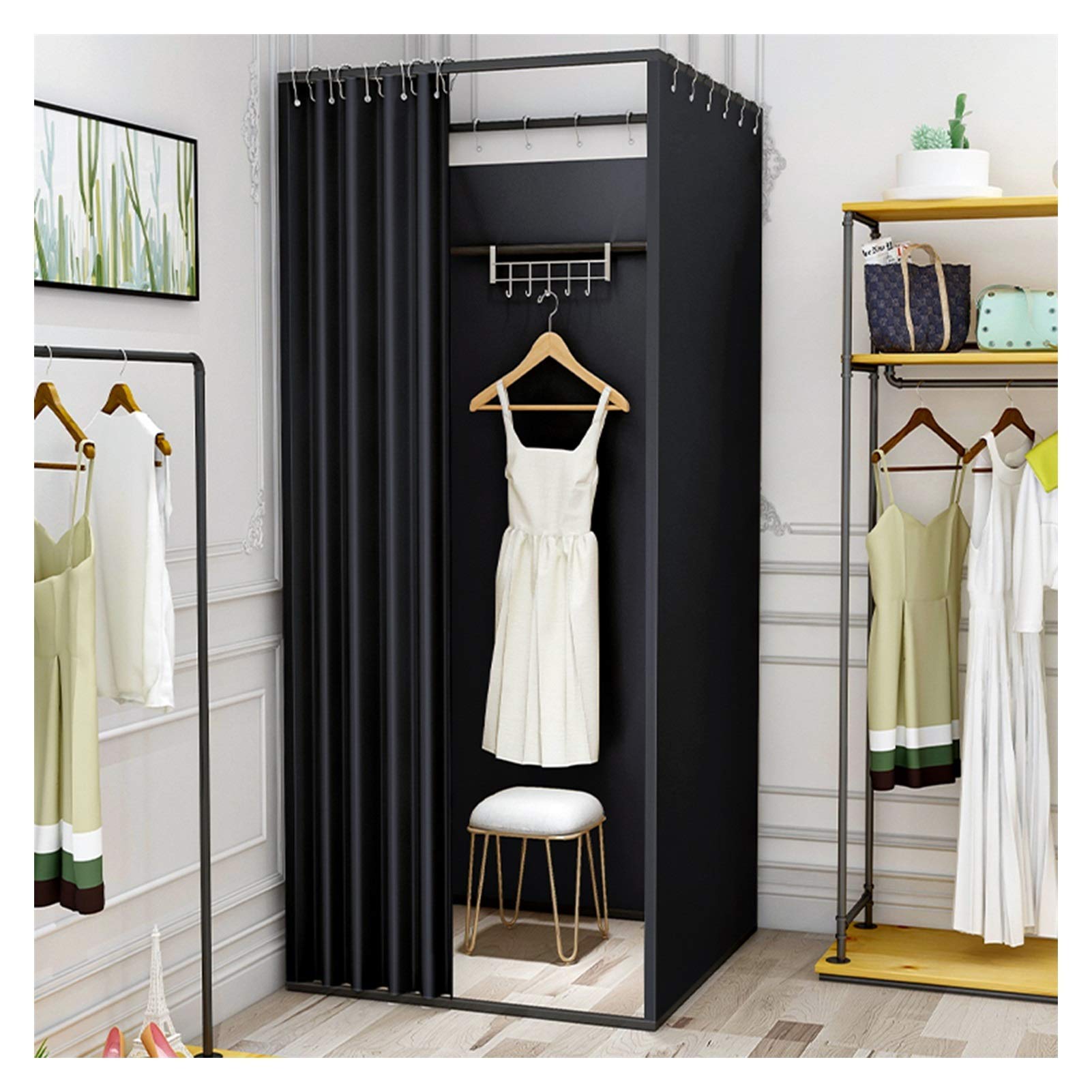 YJFENG Portable Changing Room Tent - Adjustable Height Magnetic Privacy Tent for Fashion Photoshoots, Beach, Camping & Outdoor Events - Includes Hooks & Linen Cloth Screen