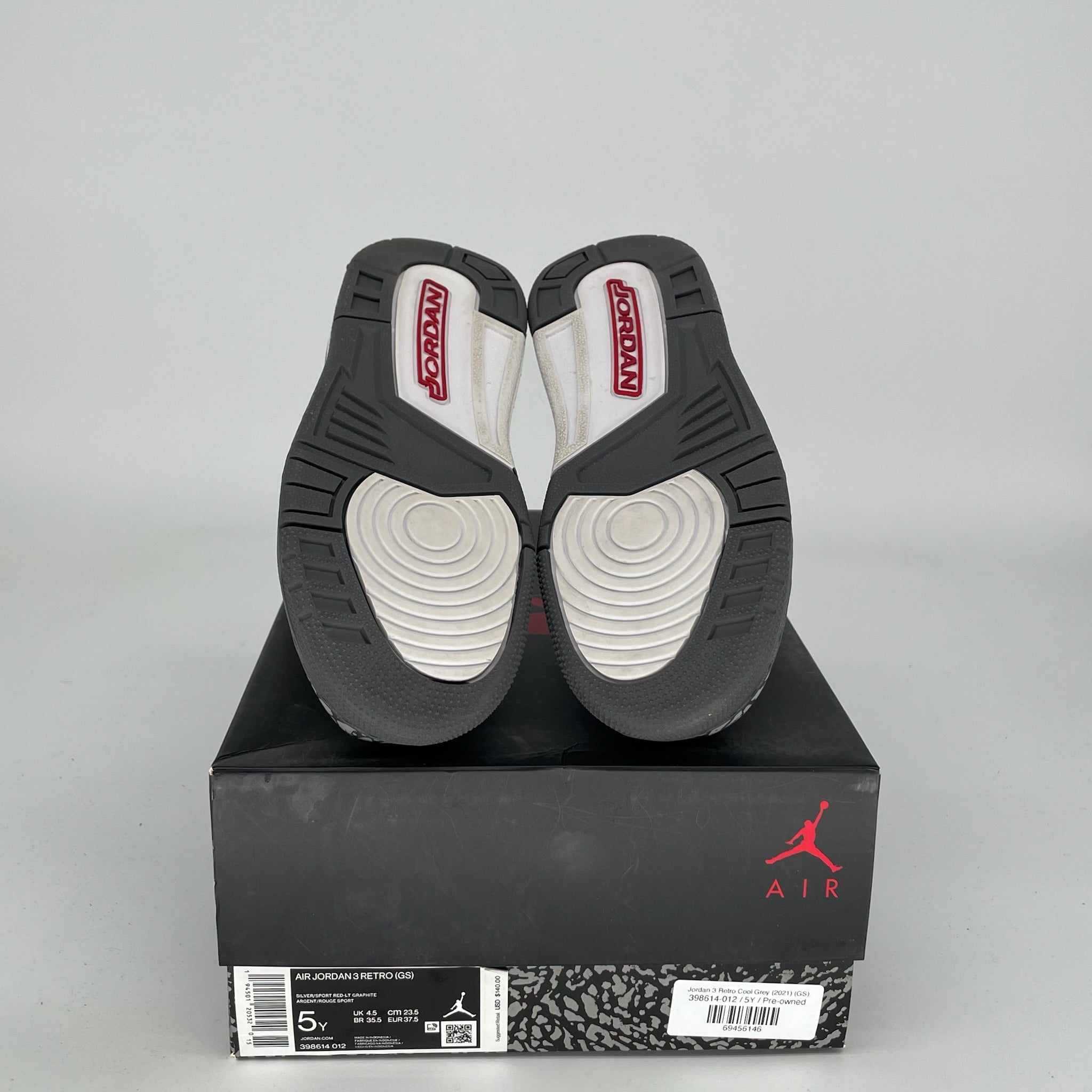 Air Jordan 3 Retro Cool Grey Size 5Y (398614-012) - Men's Basketball Shoes for Casual Wear & Street Style