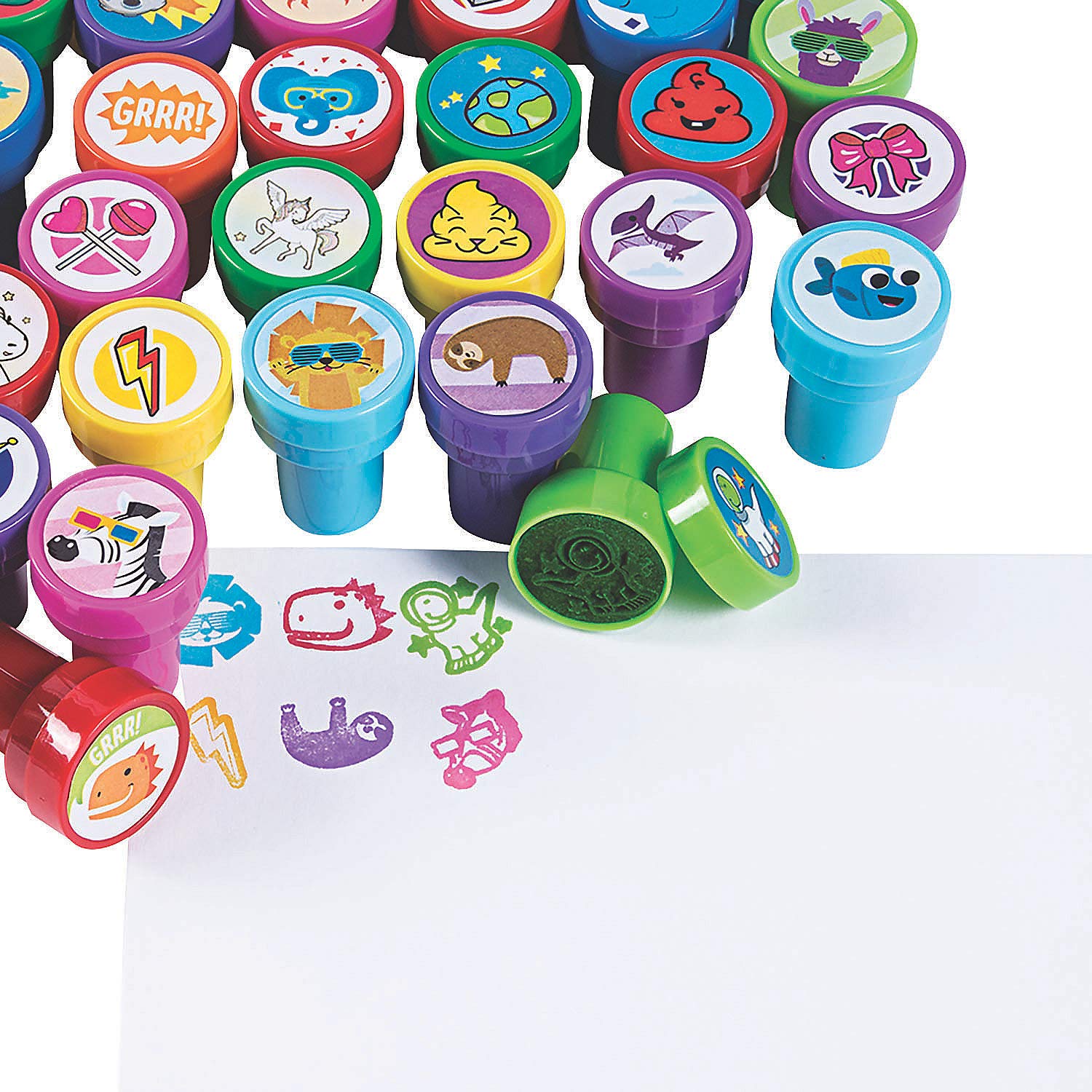50 PC Trendy Kids Stamps Set - Fun Educational Stamps for Children's Art Projects, Scrapbooking & DIY Crafting - Washable Ink Stamps for Classroom, Home & Party Activities