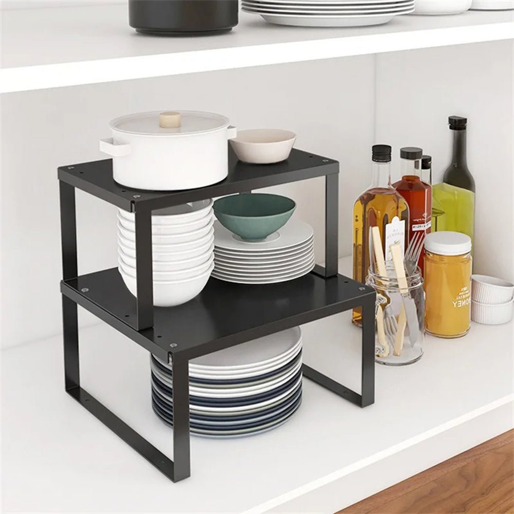 Milo Stackable Kitchen Organizer Rack - Space Saving Storage for Spices, Utensils & Cookware - Perfect for Small Kitchens, Pantries & Countertops