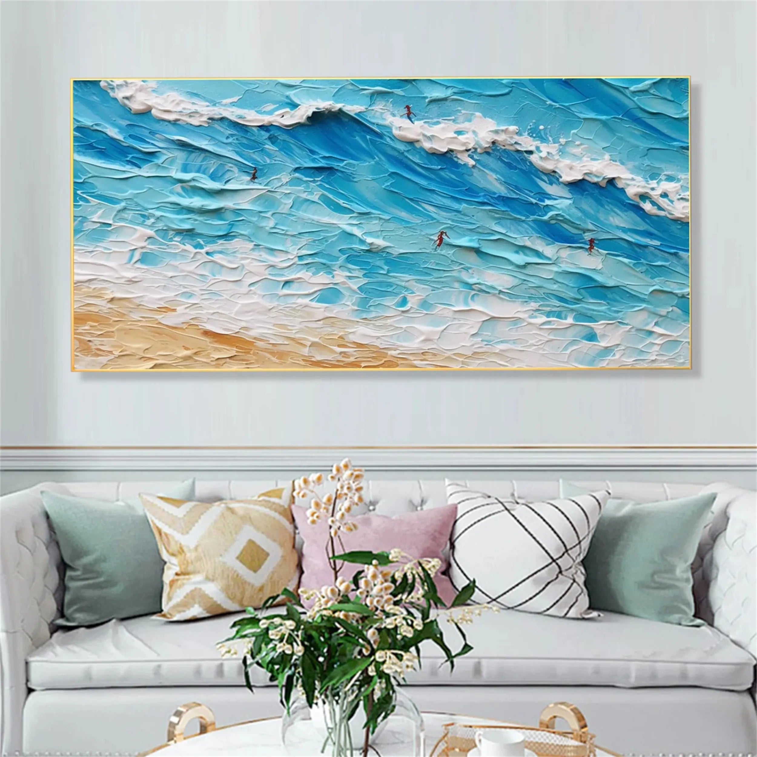 Seascape and Snowy Peak Landscape Painting #SP013 - Perfect for Home Decor, Office Wall Art, and Gift Ideas