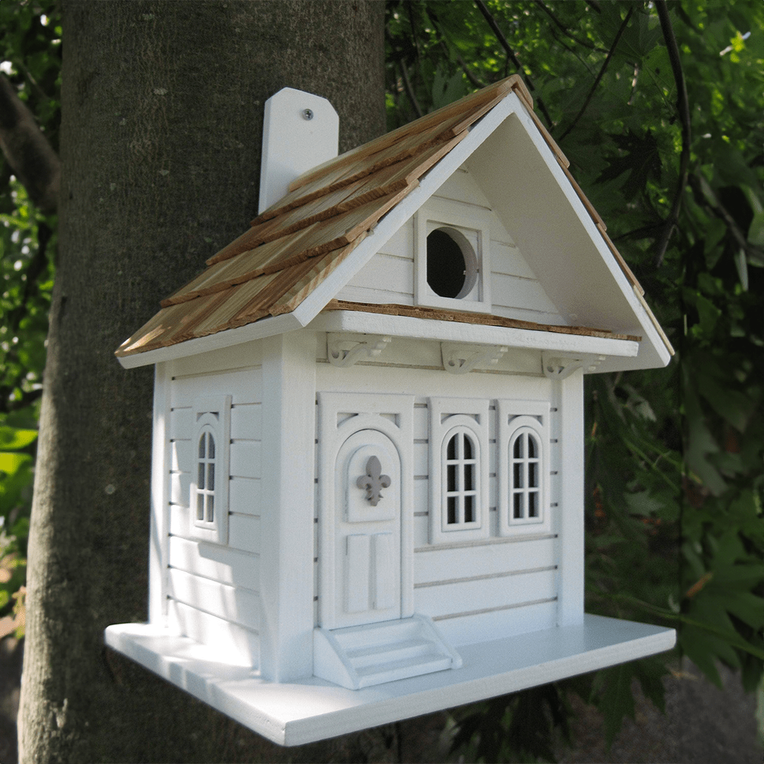 Handmade New Orleans Style Bungalow Bird House - Weatherproof Outdoor Birdhouse for Garden, Patio & Backyard Decor - Attracts Wild Birds (Bluejay, Finch, Cardinal) - Perfect Gift for Bird Lovers
