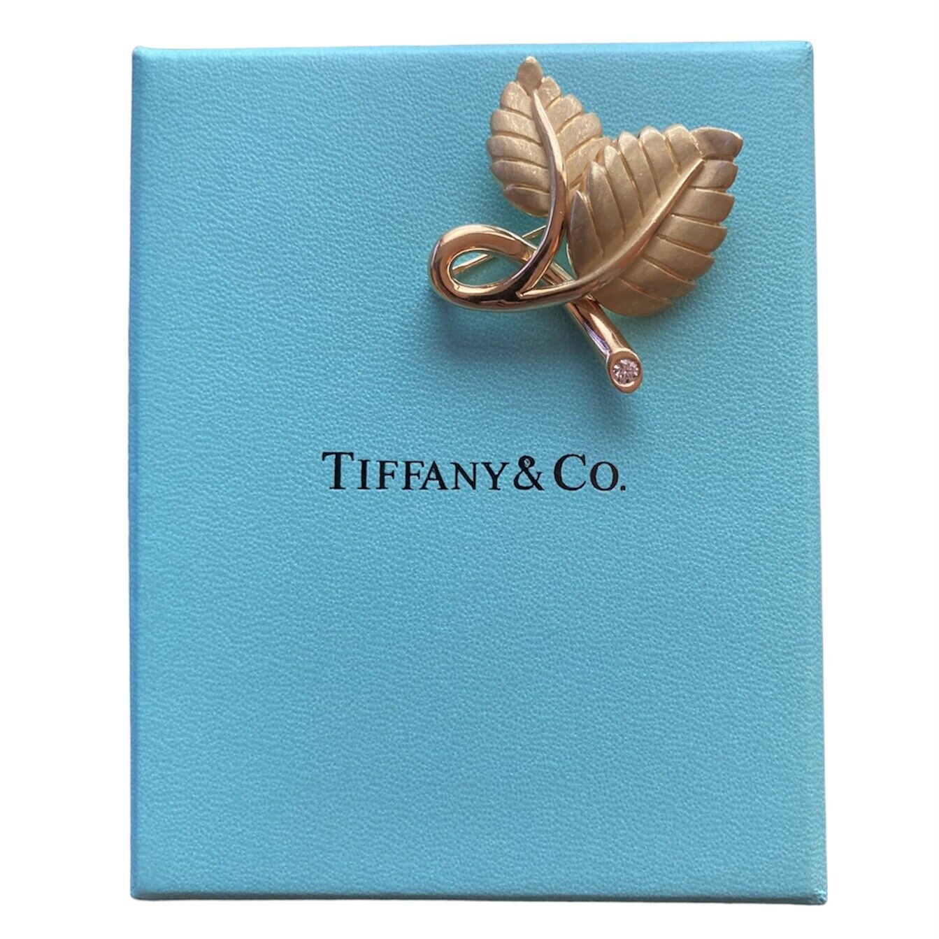 Tiffany & Co 18k Yellow Gold Diamond Leaf Pin Brooch 2003 - Elegant Jewelry for Women, Luxury Gift for Anniversary & Special Occasions, Perfect for Weddings & Formal Events