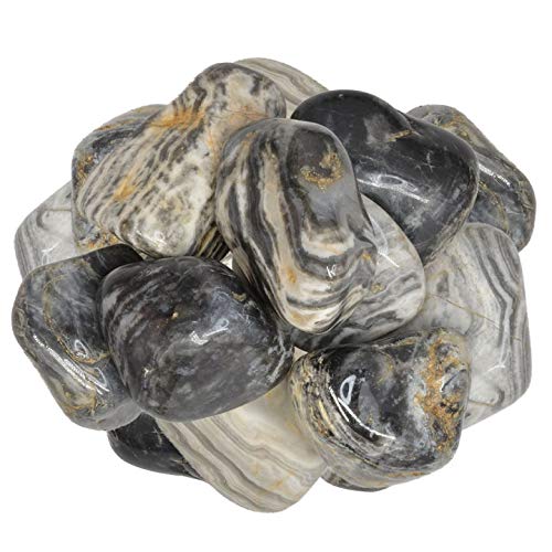 2 lbs Black Cream Chert Tumbled Stones from Africa - X Large (1.5
