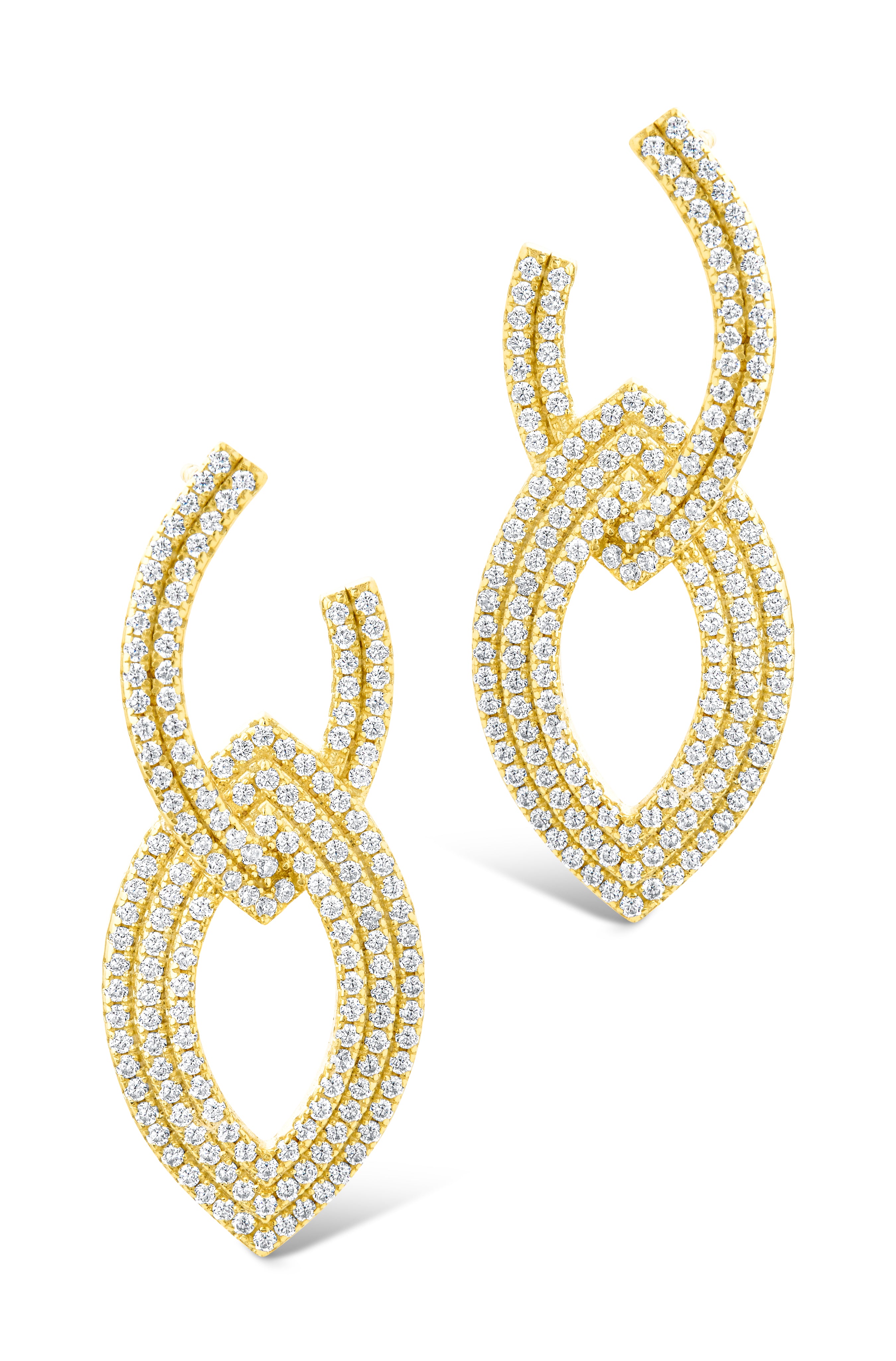 Lilah CZ Interlocking Drop Stud Earrings for Women - Elegant Cubic Zirconia Dangle Earrings for Party, Wedding & Everyday Wear
