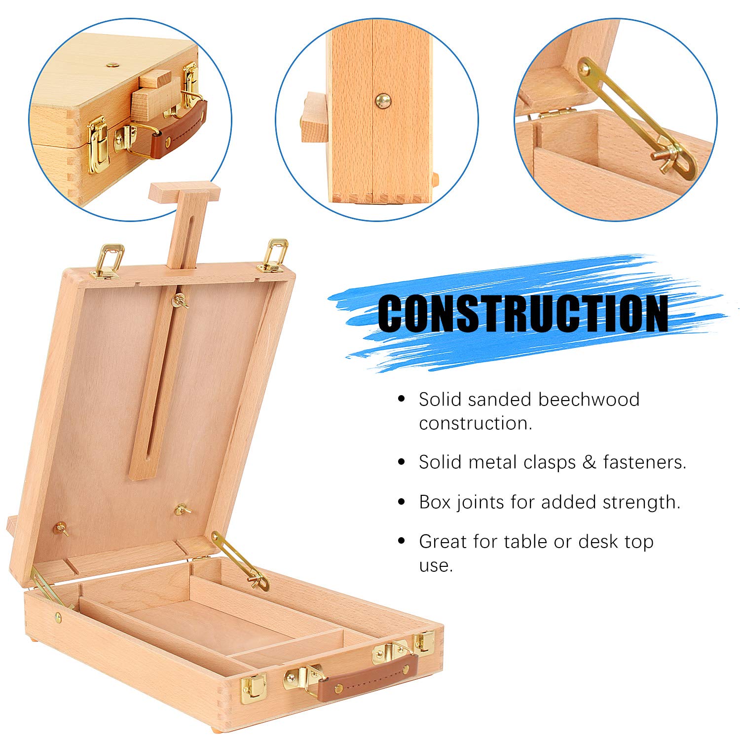 Professional Wooden Tabletop Easel & Art Supply Storage Box - Adjustable Sketching Easel for Drawing, Painting & Students | Perfect for Studio, Classroom & Outdoor Art Projects