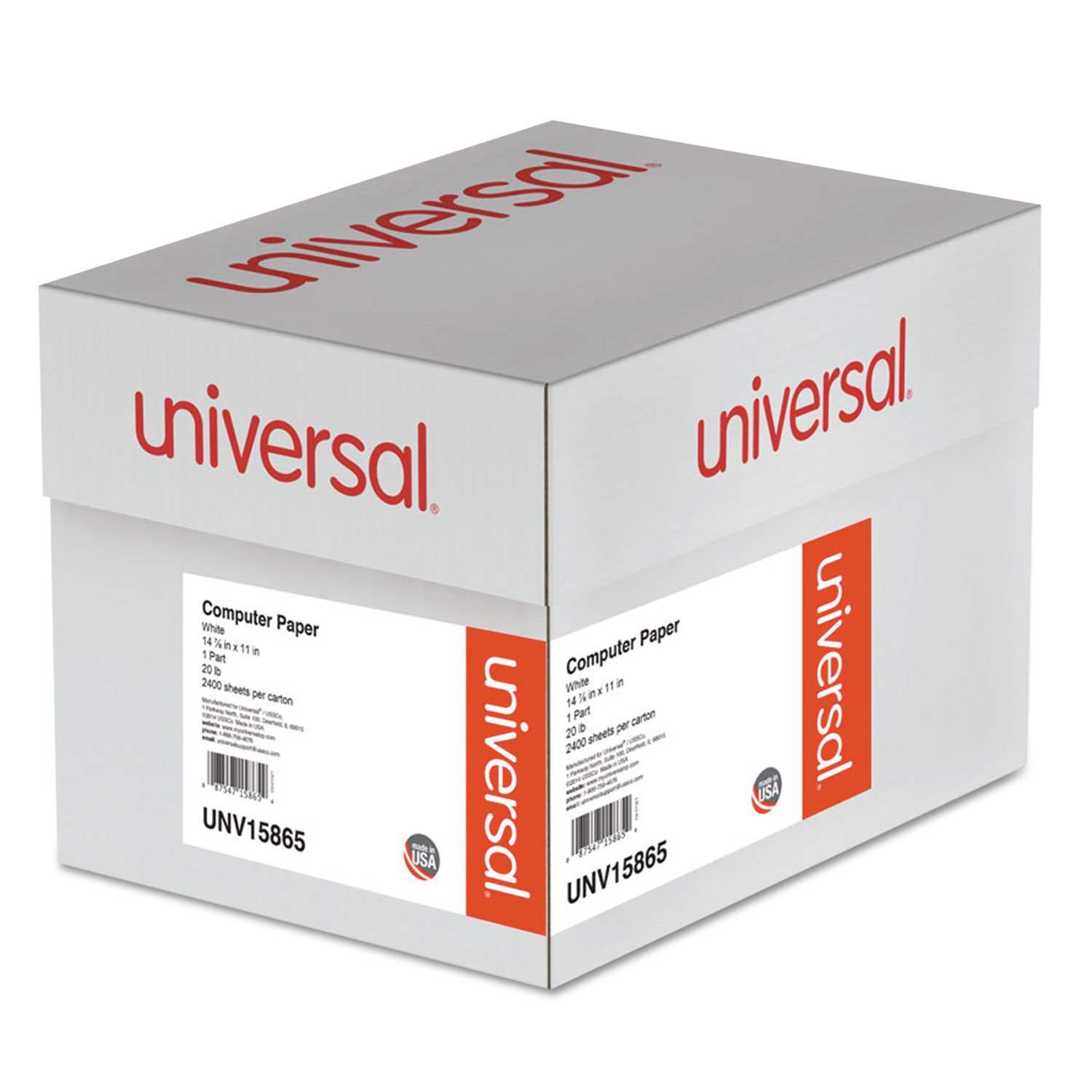 Universal Computer Paper - 8.5 x 11 Inches, 20 lb Premium Multipurpose Copy Paper for Printers, Copiers & Fax Machines - 500 Sheets/Ream (UNV15865) - Perfect for Office, School & Home Printing Needs