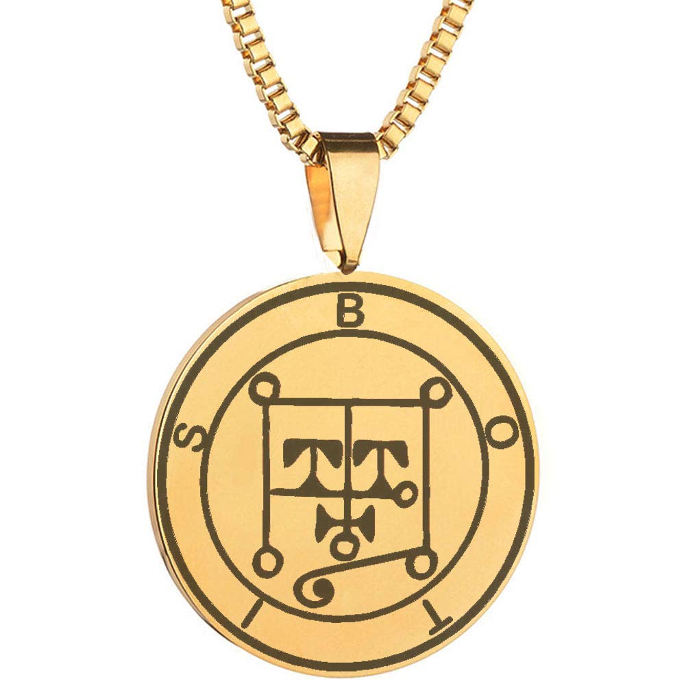 Demon Botis Goetic Seal Pendant Necklace - Stainless Steel Lesser Key of Solomon Amulet for Occult Protection & Spiritual Rituals