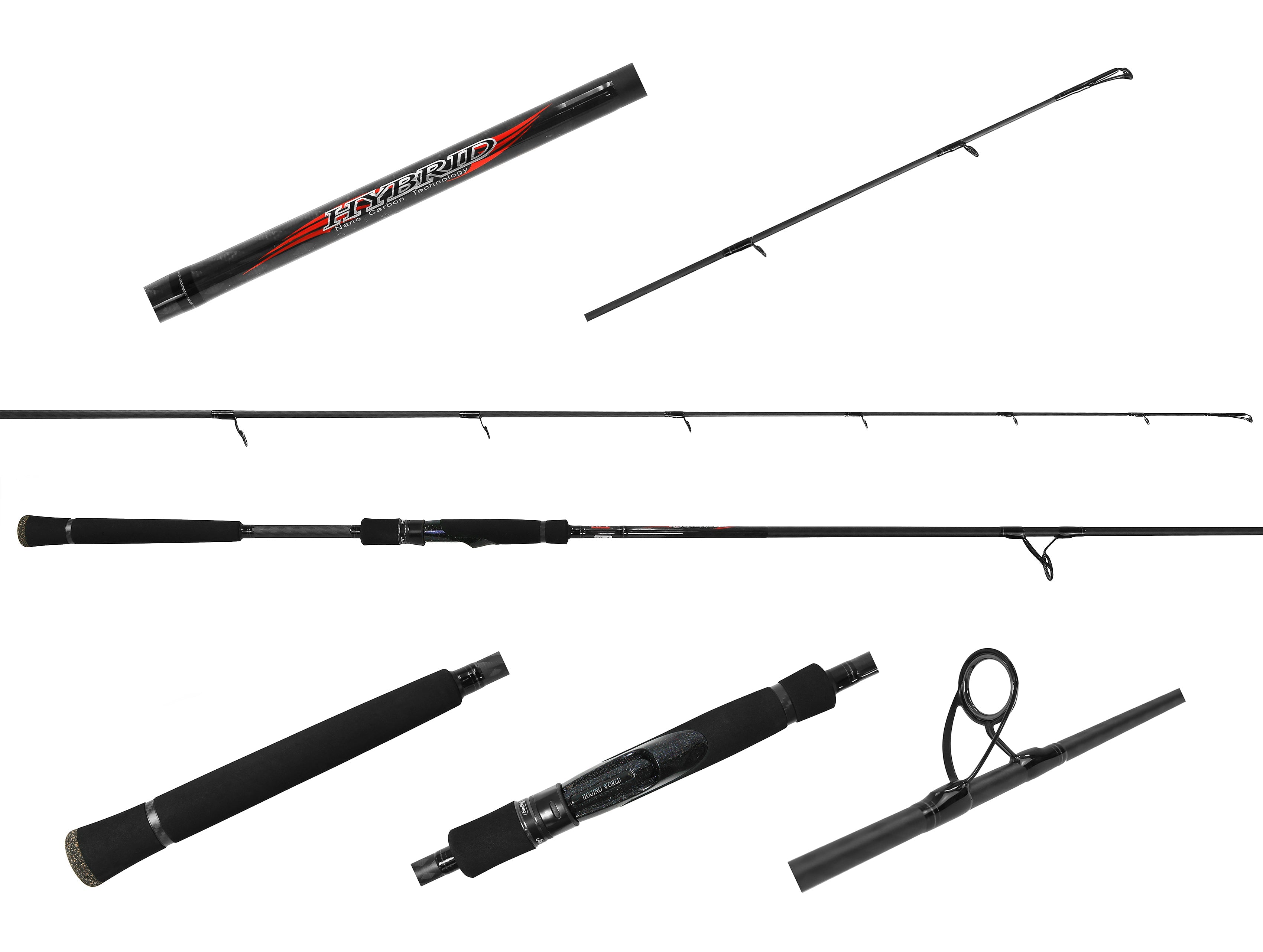 Jigging World Hybrid Nano Carbon Spinning Rods - Lightweight High Performance Fishing Rod for Saltwater & Freshwater - Perfect for Bass, Trout, and Saltwater Game Fish