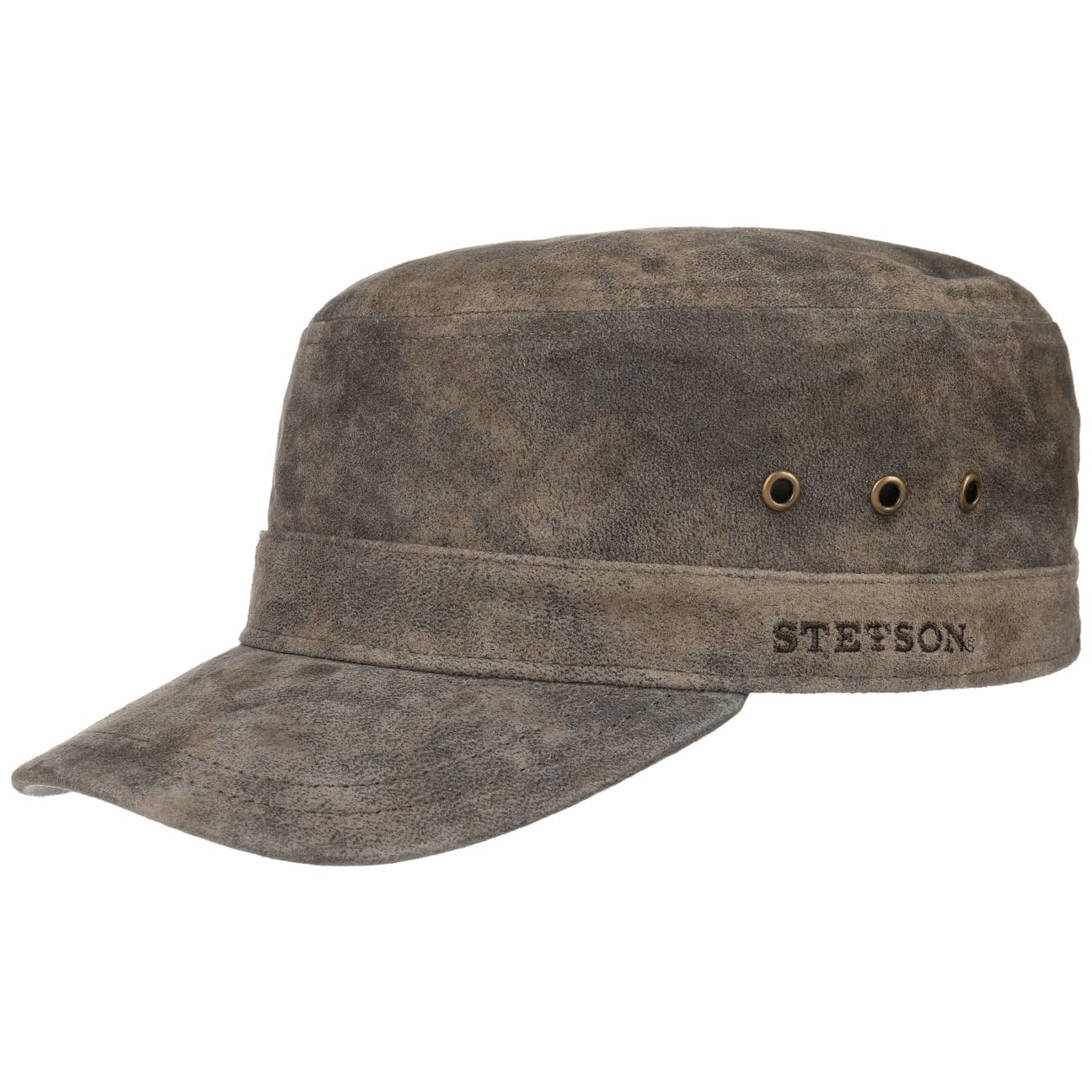 Stetson Raymore Pigskin Army Cap for Men - Durable Leather Military Style Hat | Perfect for Outdoor Adventures, Casual Wear & Military Enthusiasts