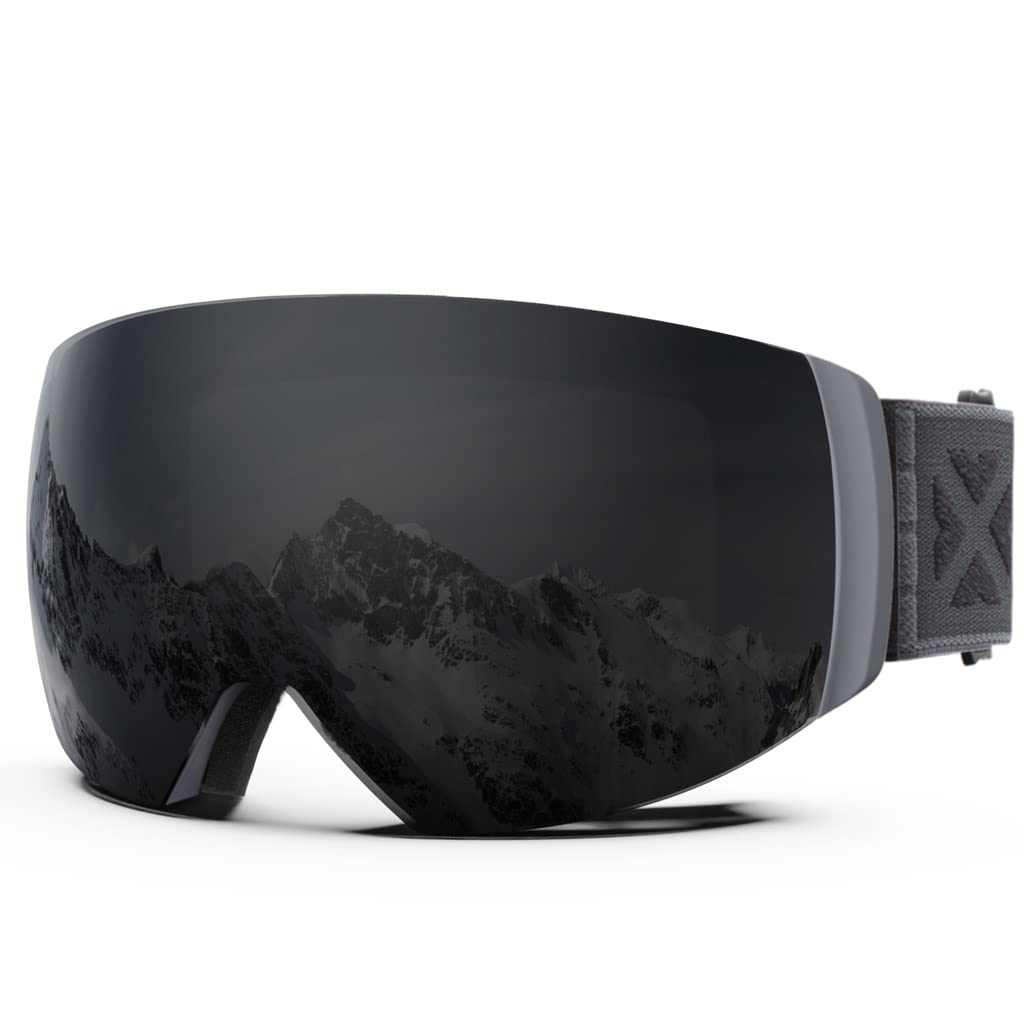 Premium Anti-Fog Ski Goggles with Double Layer Lens - UV Protection Snowboard Glasses for Men & Women (Black) - Ideal for Skiing, Snowboarding & Winter Sports