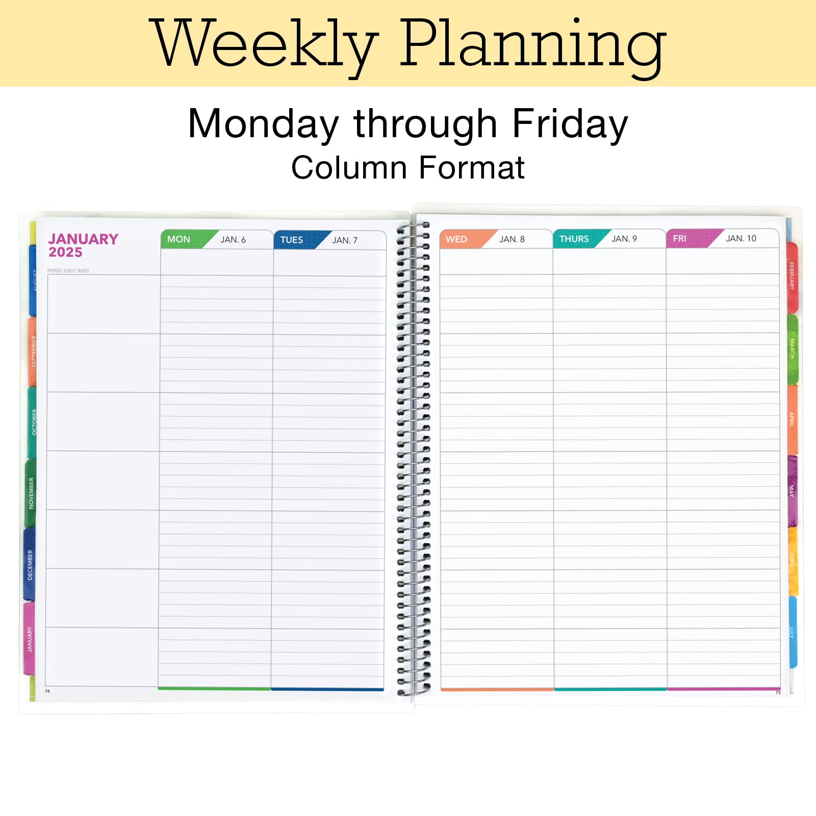 2024-2025 Lite Teacher Lesson Planner - 8.5x11 Academic Planner with Daily/Weekly/Monthly Organizers, 7 Periods, Dated Calendar, Page Tabs & Stickers (Watercolor Stripes) - Perfect for Classroom Planning, Homeschool Organization & Teacher Gifts