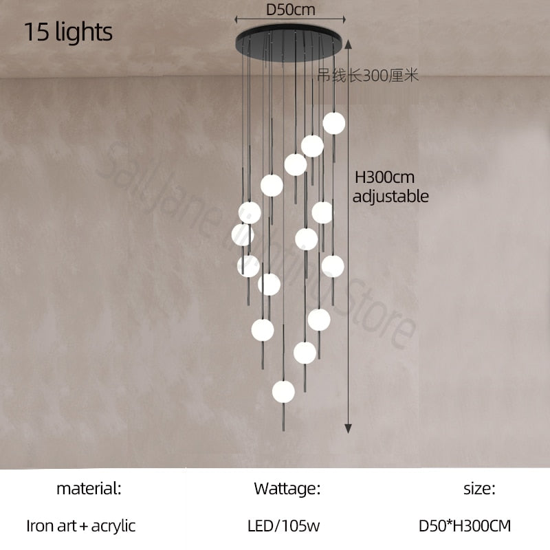 Elegant Long Line Glass Ball Chandelier - Modern Lighting Fixture for Dining Room, Living Room & Bedroom Decor