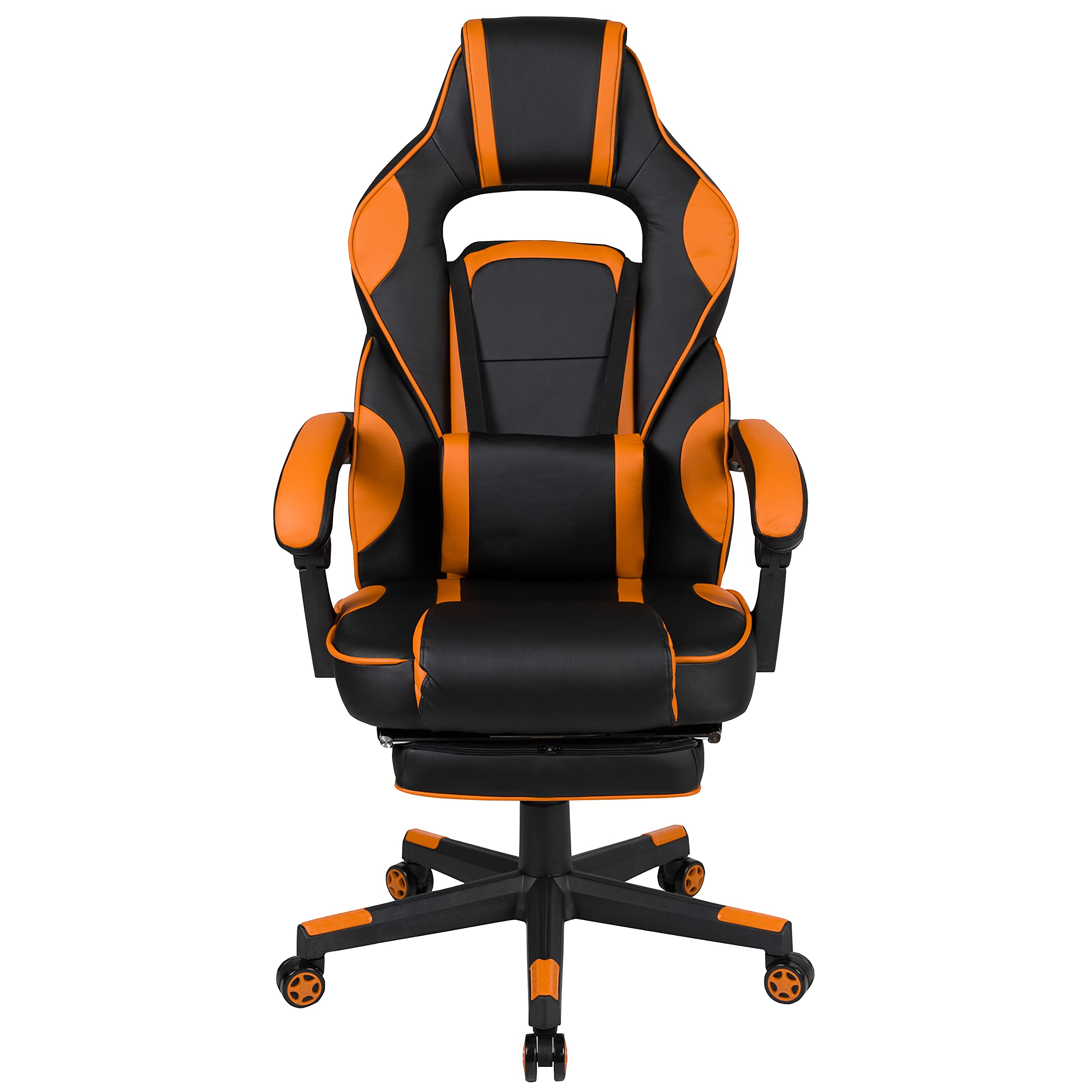 Flash Furniture X40 Ergonomic Gaming Chair - Racing Style Computer Chair with Reclining Back, Adjustable Arms, Slide-Out Footrest & Lumbar Support - Black/Orange - Perfect for PC Gaming, Office Work & Home Entertainment