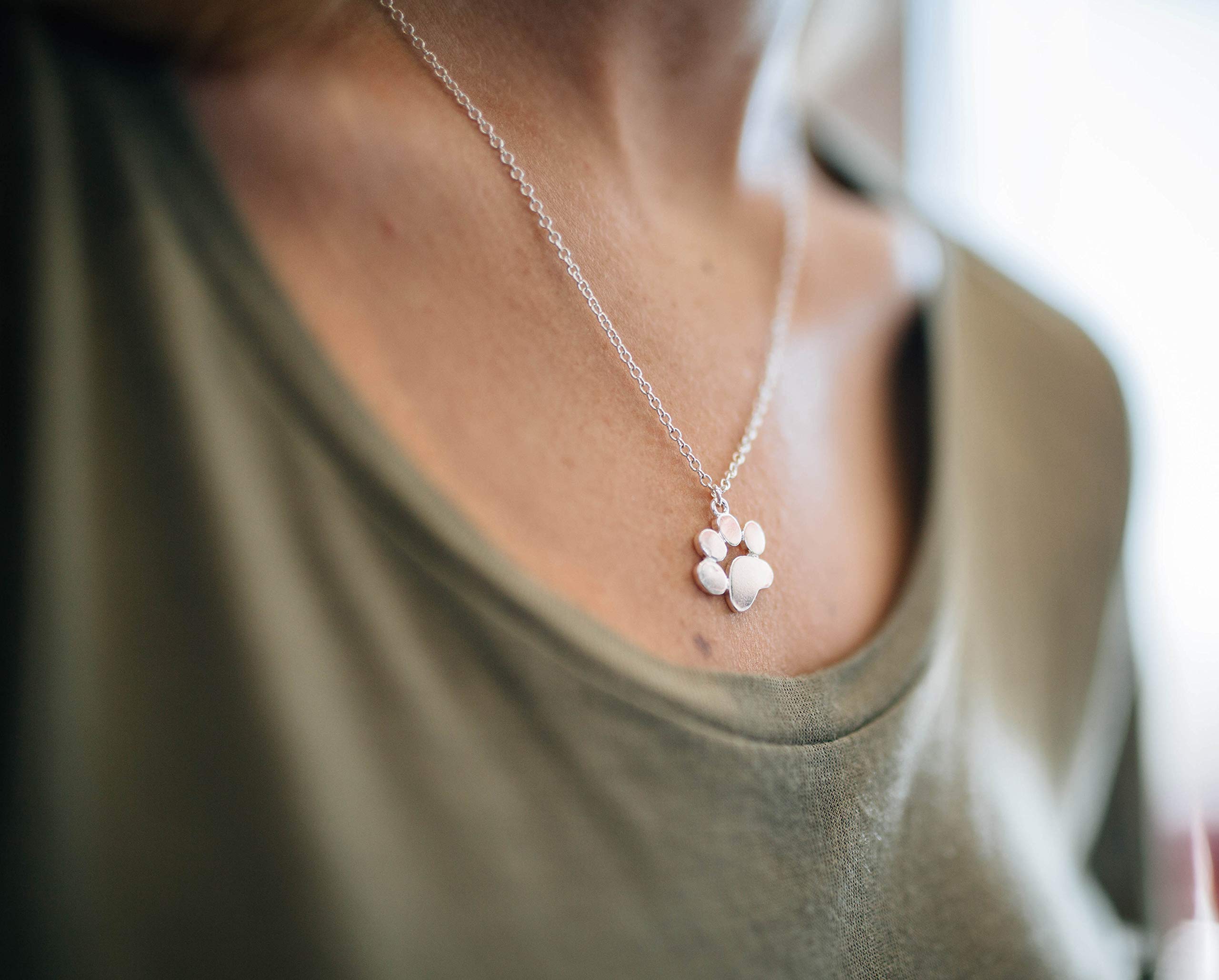 Rosa Vila Paw Print Necklace - Sterling Silver Dog Paw Pendant Necklace for Women, Pet Lover Jewelry Gift for Dog Moms - Perfect for Everyday Wear, Gifts & Special Occasions