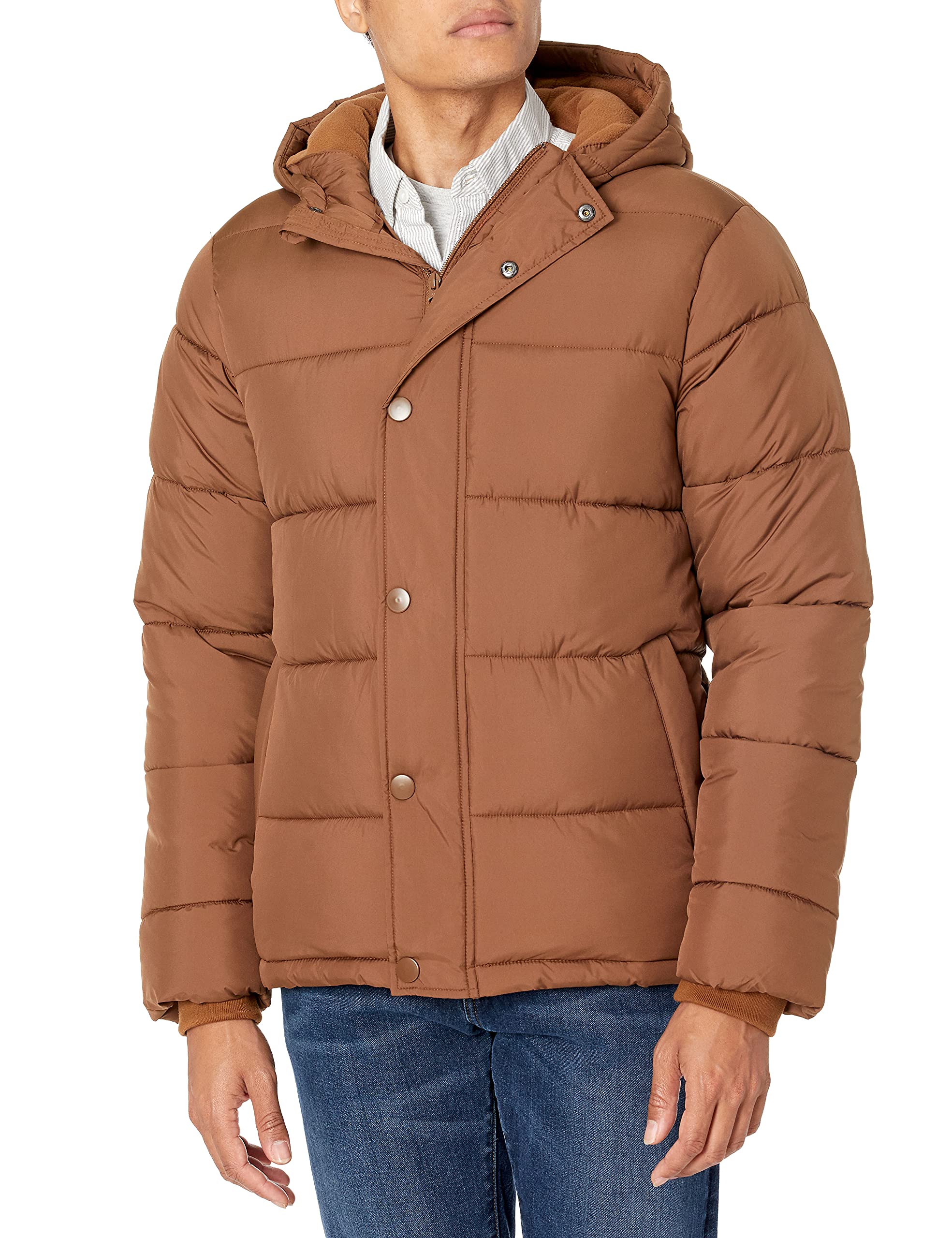 Amazon Essentials Men's Heavyweight Hooded Puffer Jacket - Winter Warm Coat for Cold Weather, Outdoor Activities & Daily Wear