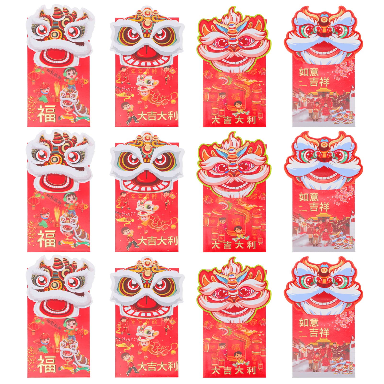 12Pcs Chinese New Year Red Envelopes - Year of The Tiger Lucky Hong Bao Money Packets for Spring Festival, Weddings & Gifts | Festive Cash Gifts for Lunar New Year Celebrations