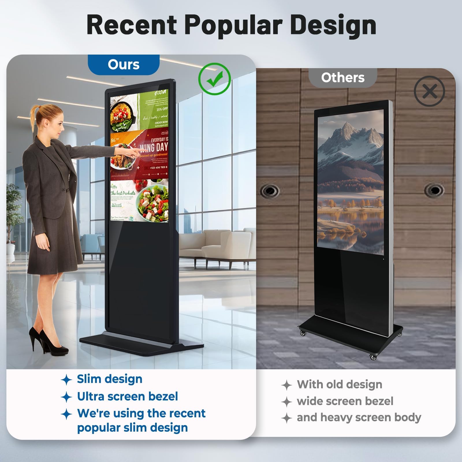 43 Inch Interactive Digital Signage Display with Android System - Touchscreen Monitor for Advertising, USB, HDMI, WiFi, Built-in Speakers (Black) - Perfect for Retail Stores, Restaurants, and Business Presentations