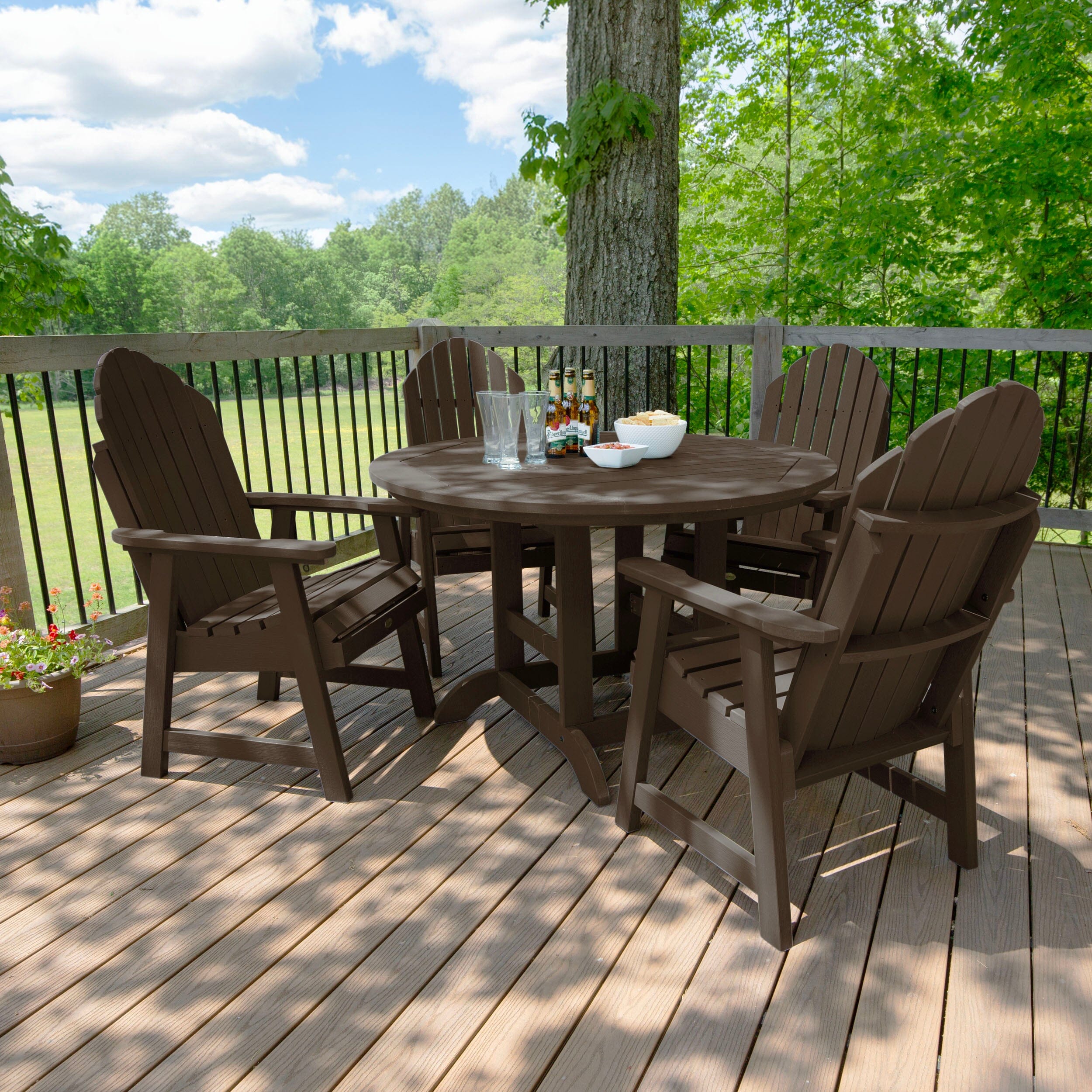 Hamilton 5-Piece 48-Inch Round Dining Table Set with Chairs - Perfect for Indoor Dining Rooms, Kitchens & Outdoor Patios