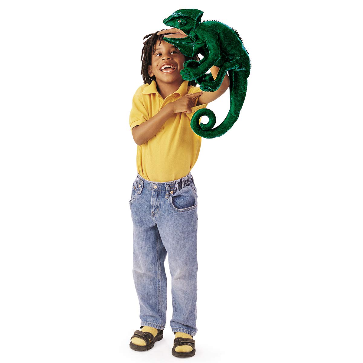 Folkmanis Dark Green Chameleon Hand Puppet - Realistic Animal Puppet for Kids, Storytelling & Educational Play | Perfect for Classroom, Theater & Imaginative Play