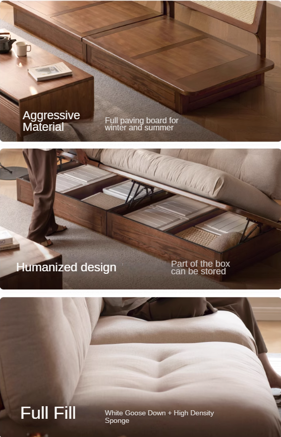 Modern Oak Solid Wood Upholstered Fabric Sofa - Durable & Stylish Living Room Furniture for Home Decor