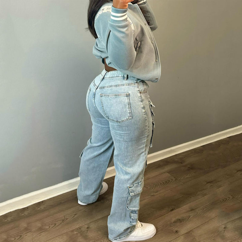 Stylish Multi-Pocket Cargo Jeans for Men & Women - Durable Work & Outdoor Pants for Hiking, Travel & Casual Wear