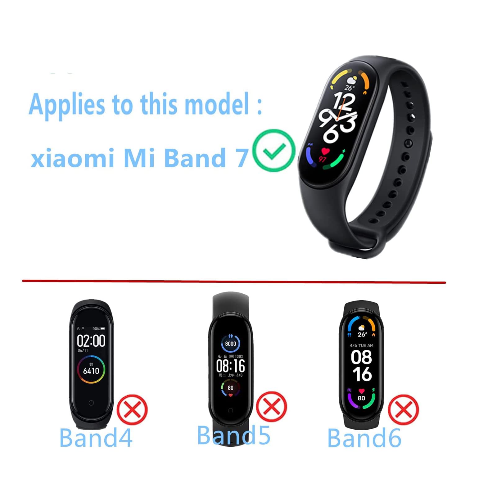 Xiaomi Band 7 Screen Protector - 0.33mm Ultra Thin PMMA Film, Anti-Scratch HD Clear Touch Screen Protector for Men & Women - Perfect for Workouts, Swimming & Daily Use