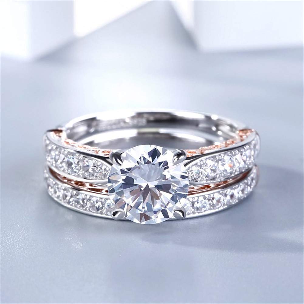 Jeulia 5 Carat Halo Solitaire Engagement Ring for Women - 18k Gold Plated Wedding Ring Set with Round Diamond & Cubic Zirconia - CZ Solitaire Anniversary Promise Rings - Romantic Gift for Her - Perfect for Proposals, Weddings, Anniversaries & Special Occasions