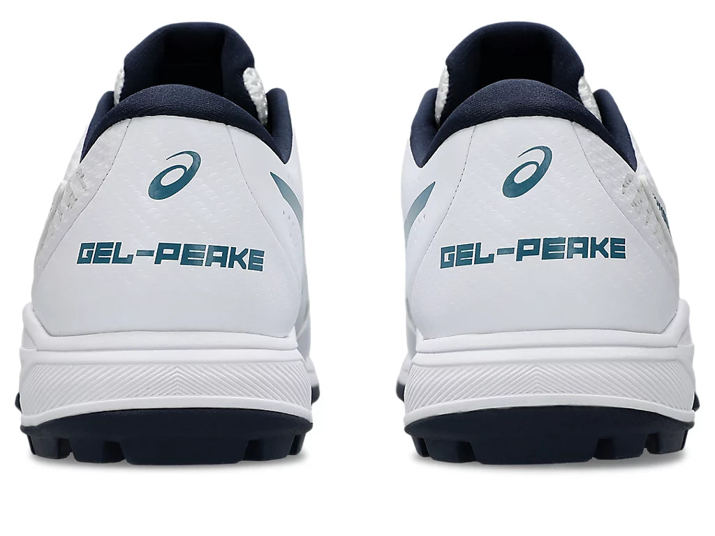 ASICS Gel-Peake 2 White/Atlantic Blue Cricket Shoes - Lightweight Performance Footwear for Cricket Matches & Training Sessions