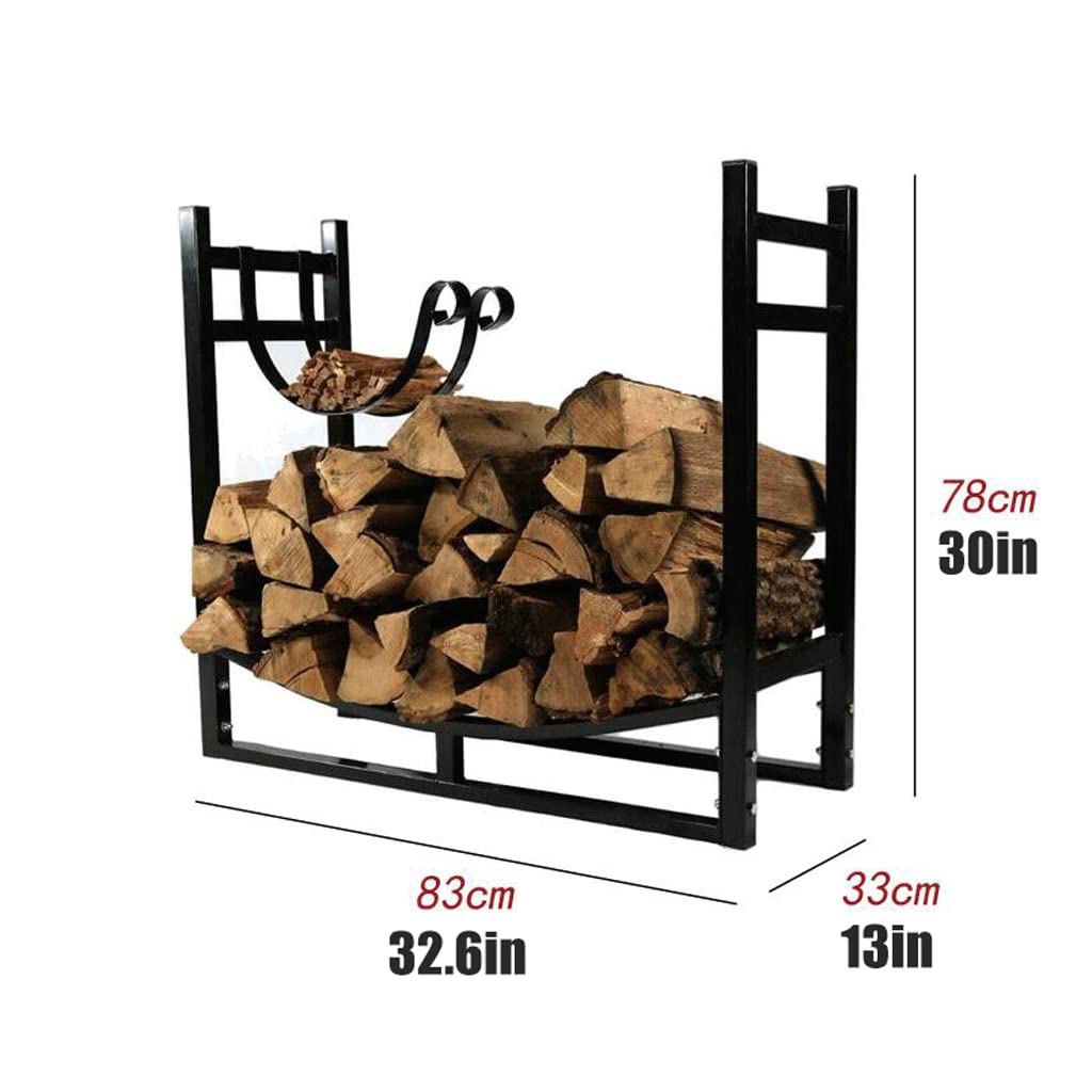 Best Small Firewood Rack Holder - Indoor Fireplace Iron Metal Log & Kindling Organizer - Black - Perfect for Living Room, Cabin, or Patio Fireplace Storage