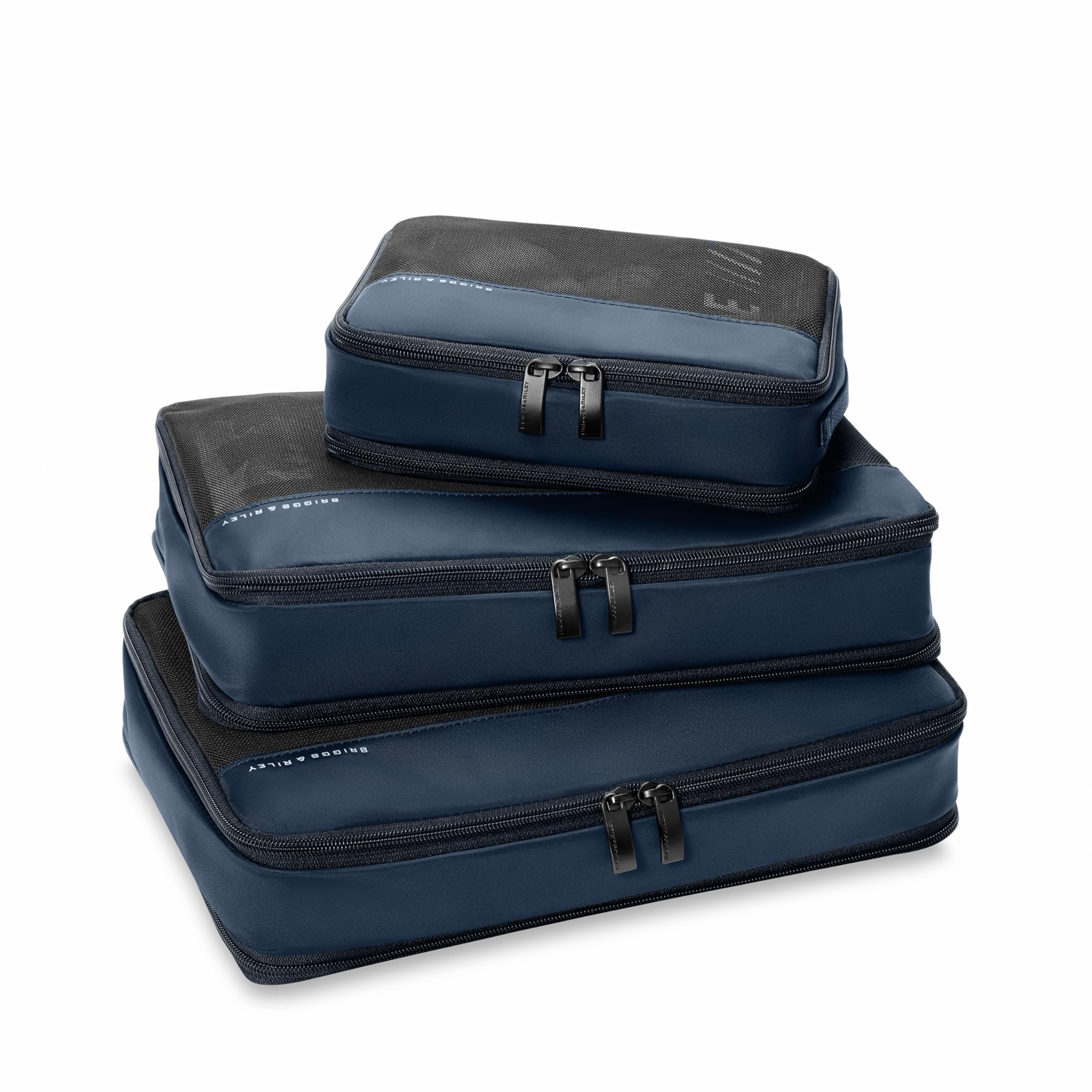 Briggs & Riley Compression Packing Cubes Set for Travel - Navy Blue Carry-On Organizer for Clothes & Accessories | Perfect for Business Trips, Vacations & Weekend Getaways