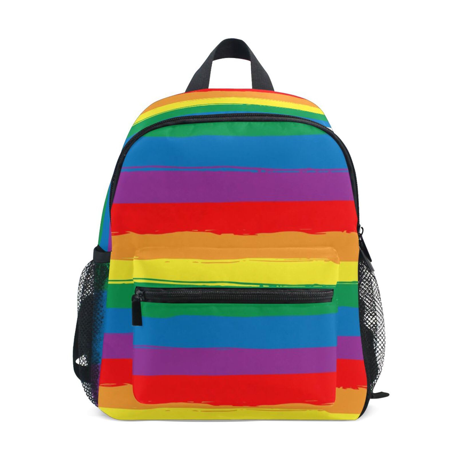 Rainbow Striped Kids Backpack - Lightweight Toddler Book Bag for Preschool, Kindergarten & Daycare - Durable Travel Backpack for Boys & Girls - Perfect for School, Outings & Carrying Toys
