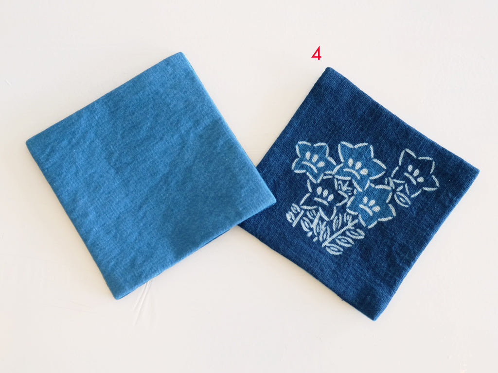 Premium Kosoen Natural Indigo Dyed Coasters Set of 4 - Handmade Japanese Style Table Protectors for Hot & Cold Drinks - Perfect for Home, Office, and Cafe Use