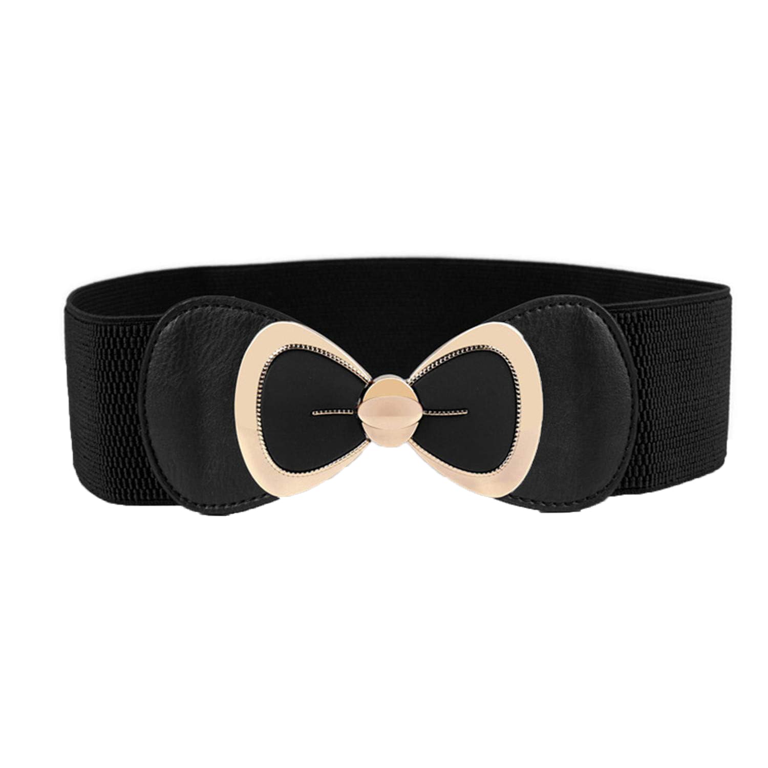 Elegant Women's PU Bowknot Stretch Wide Waist Belt - Vintage Style Decorative Dress Belt for Women - Perfect for Dresses, Skirts, and Formal Occasions