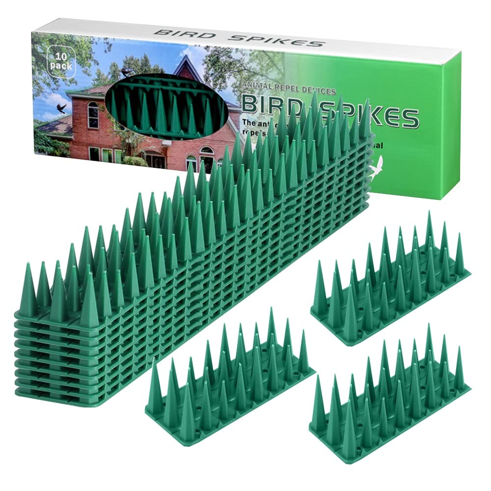 10Pcs Plastic Anti Bird Spikes - Pigeon Deterrent Spikes for Fence, Windowsill, Garden - Effective Bird Repellent for Home & Outdoor Use