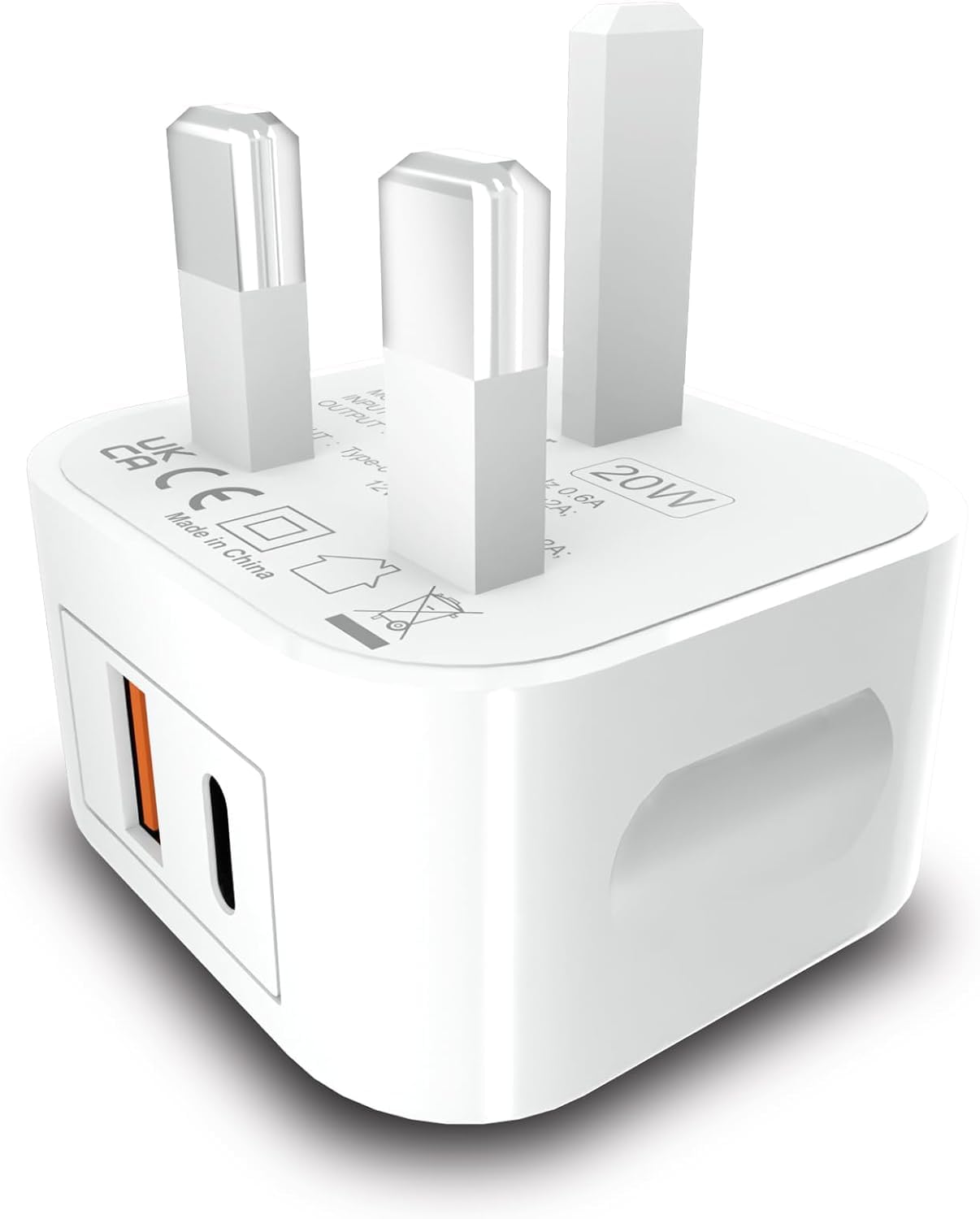20W Dual Port USB C Fast Charger Plug - PD Compatible for Honor 90 Lite/X7b/X6a/X6b/90 Smart/200 Lite/Magic6 Lite - UK 3 Pin Wall Adapter (White) - Perfect for Home, Office & Travel Charging