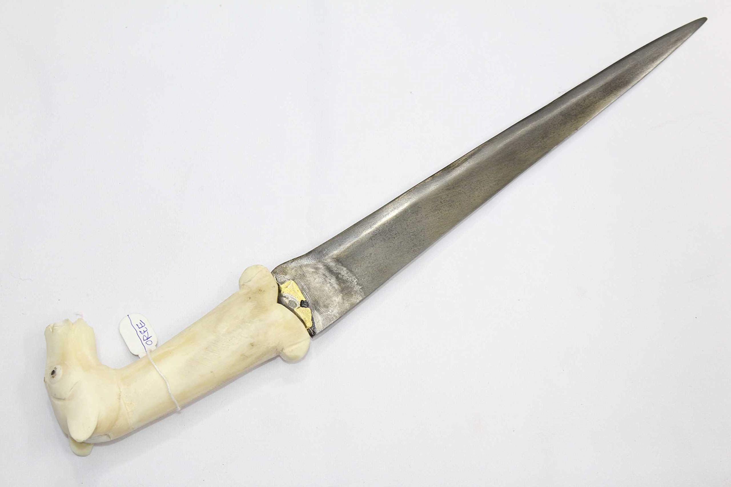 Authentic Pesh-Kabz Dagger Knife - Handcrafted Wootz Steel Blade, Horse Face Handle - Model P234 | Collectible Antique Weapon for Display & Historical Reenactment