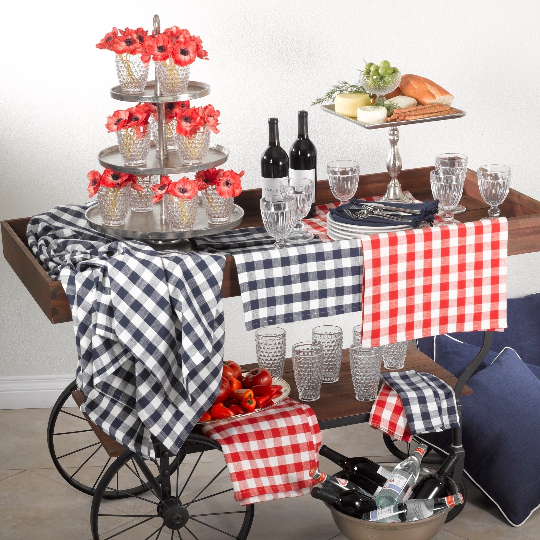 Fennco Styles Gingham Collection Farmhouse Plaid 100% Cotton Cloth Napkins, Set of 4 - Red Dinner Napkins for Brunches, Banquets, Special Events | Perfect for Farmhouse Decor, Wedding Receptions & Holiday Table Settings