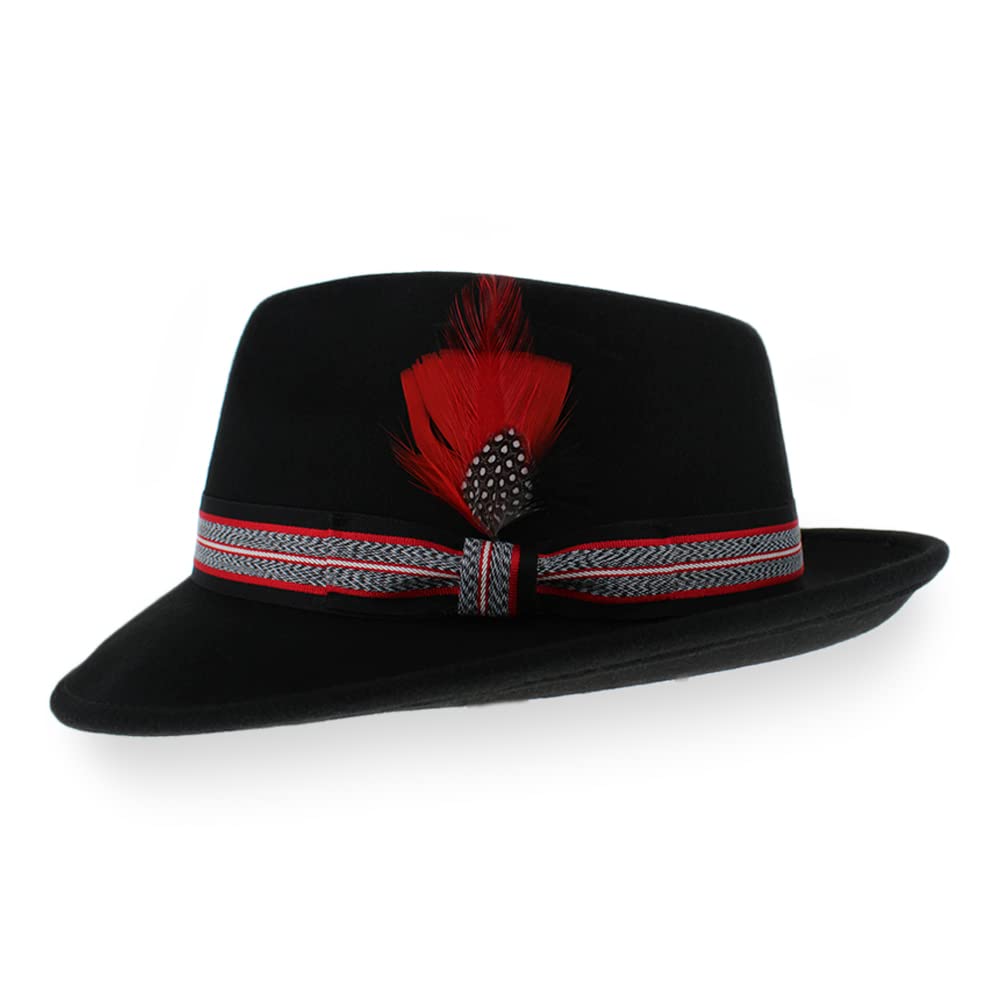 Wool Crushable Fedora Hat - Black, Grey, Navy, Brown - for Outdoor & Dress Occasions