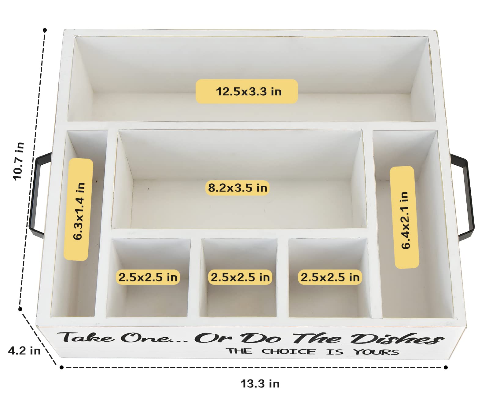 Wooden Kitchen Caddy - 7-Compartment Utensil Holder for Plates, Cups, Forks, Knives, Spoons & Napkins | Space-Saving Organizer for Party, Camping, BBQ & Home Kitchen Storage