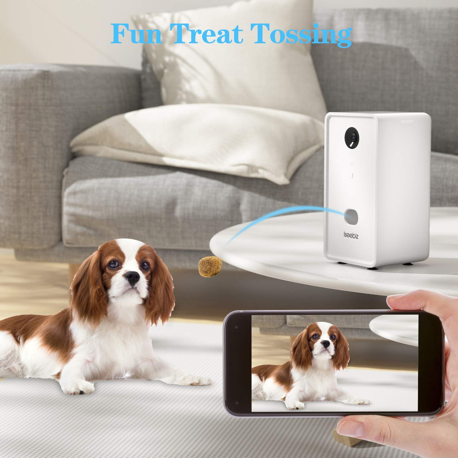 Smart Pet Camera with Treat Dispenser - 2.4G/5G WiFi Dog Camera, 2-Way Audio, 1080P Night Vision, App Control, Multi-User Access, Alexa Compatible - Monitor & Play with Pets Remotely for Home & Travel Use