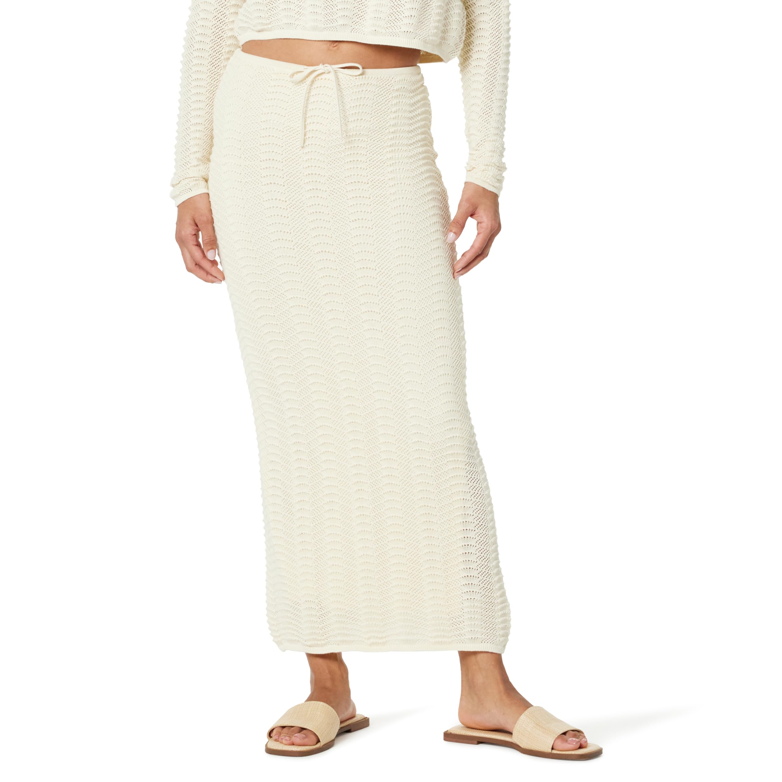The Drop Women's Makayla Crochet Maxi Skirt - Boho Beach Skirt for Summer, Vacations & Music Festivals | Flowy & Comfortable Boho Chic Skirt