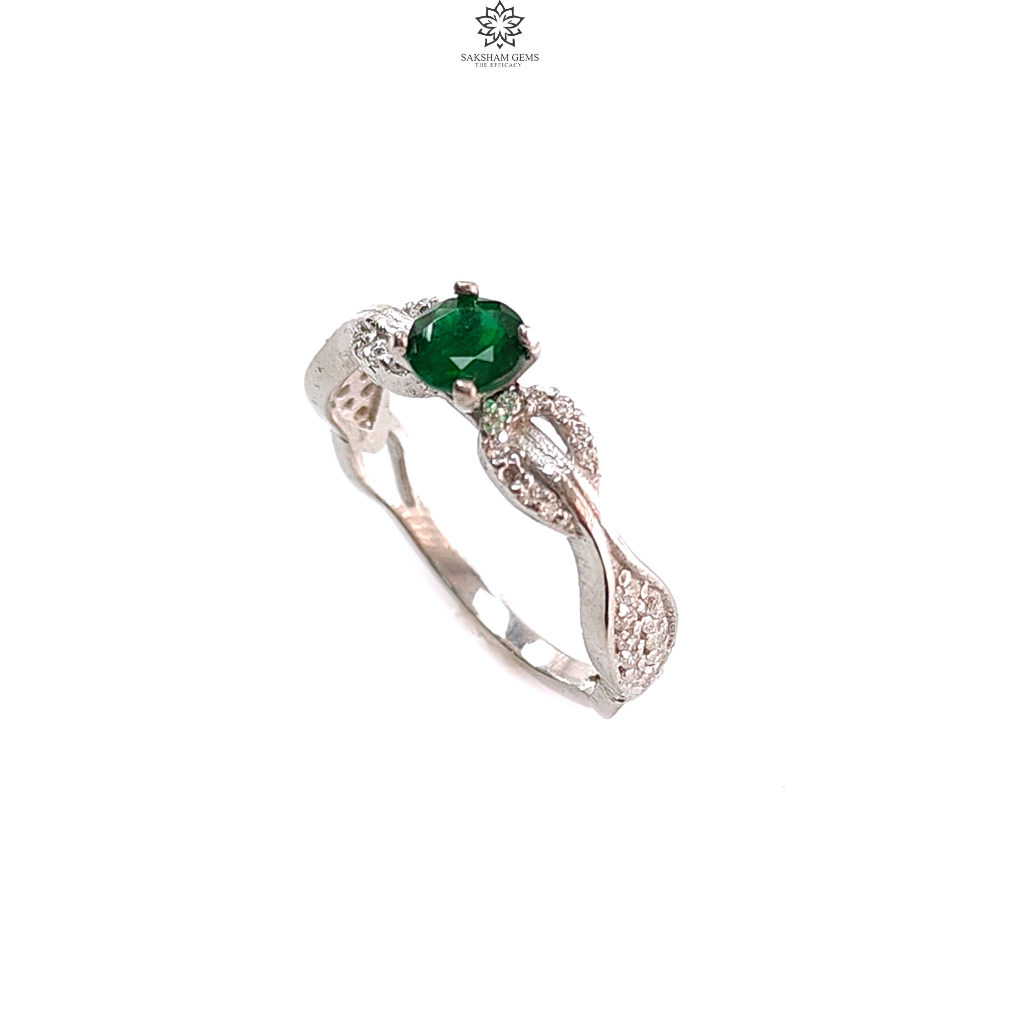 Natural Untreated Emerald Faceted Silver Ring - 2.19gms Round Cut 925 Sterling Silver Prong Set Ring Size 6.5 US | Elegant Jewelry Gift for Women, Anniversary & Special Occasions