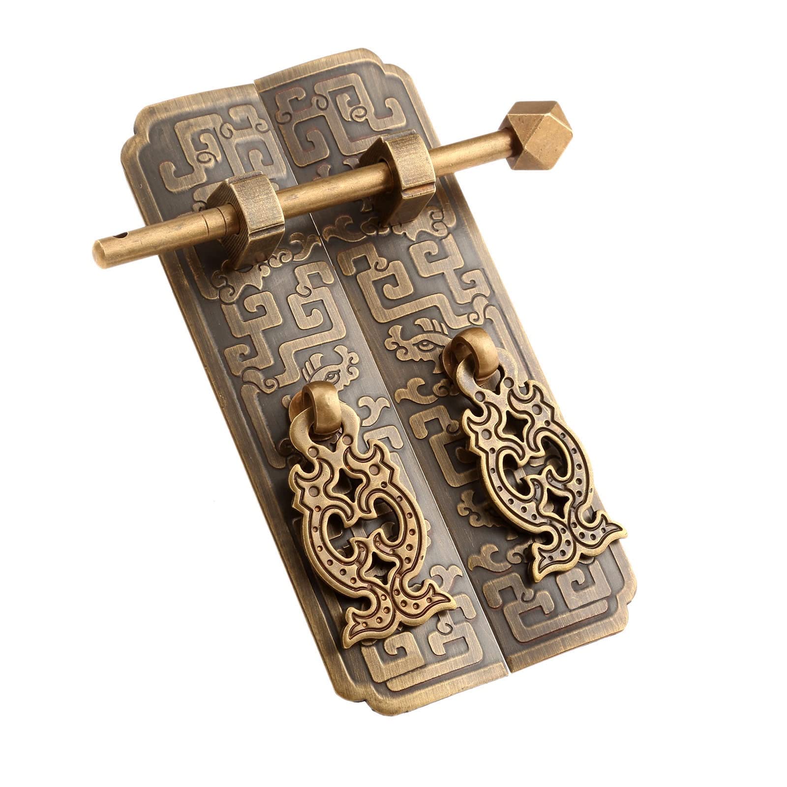 Vintage Brass Drawer Lock & Cabinet Handle - Antique Door Furniture Fixture with Knob - Perfect for Home Décor, Vintage Restoration & DIY Projects