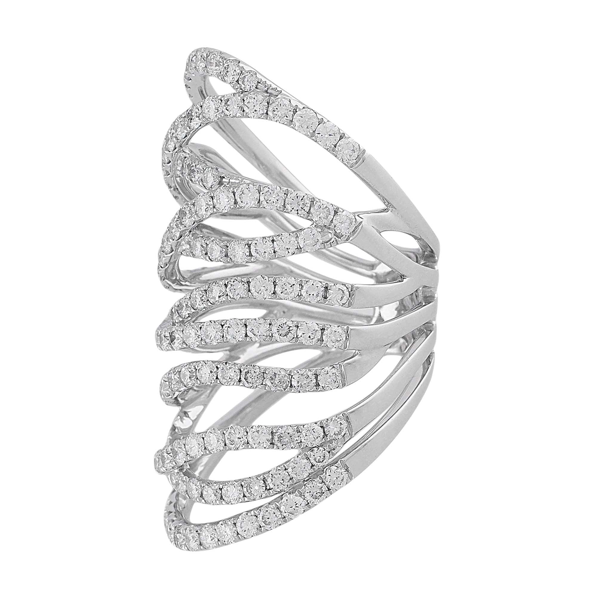 18K White Gold 4.03ctw Diamond Wide Lace Ring for Women - Elegant Wedding, Engagement & Anniversary Jewelry Gift - Perfect for Bridal, Evening Wear & Special Occasions
